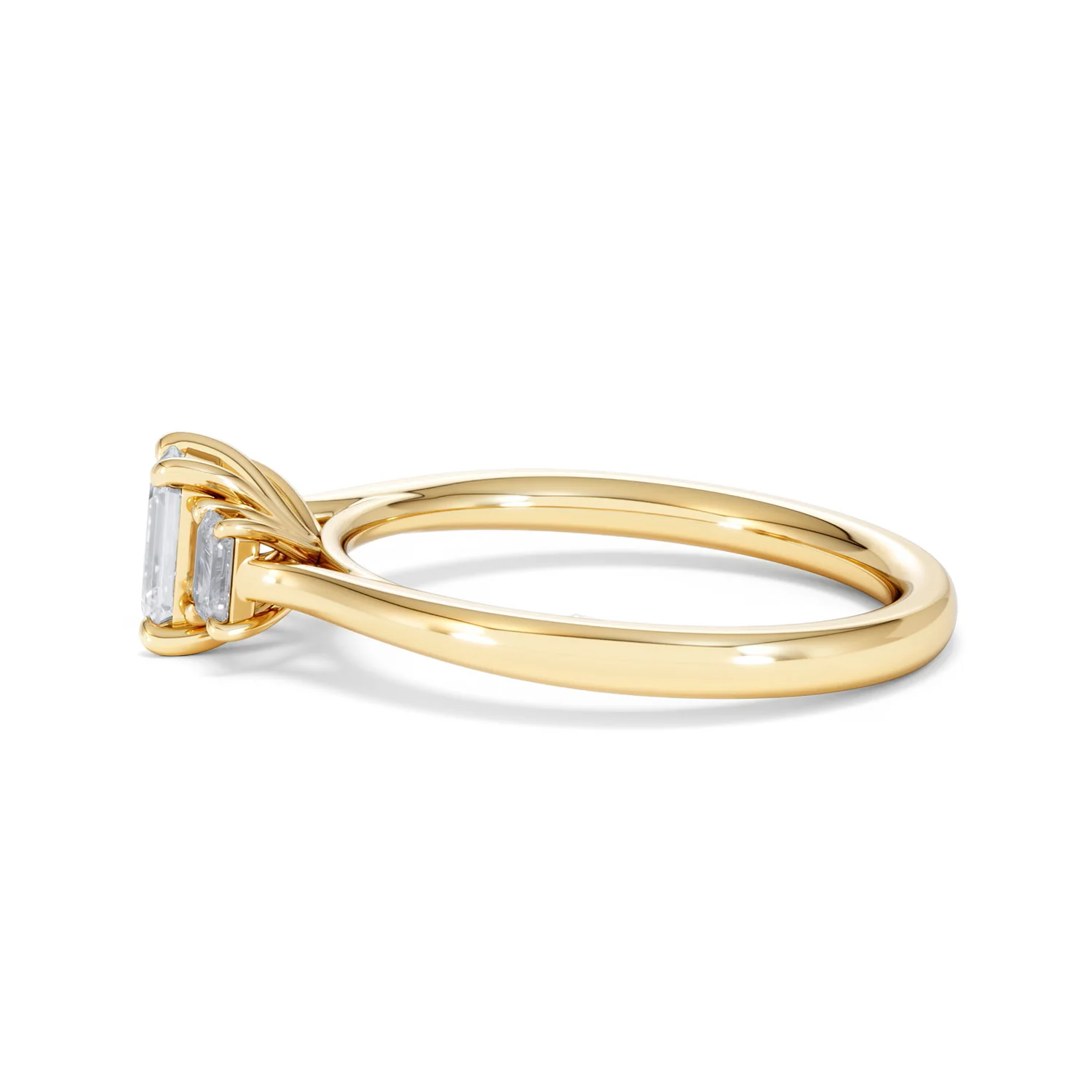 Evoke 3 Stone Emerald Cut Lab Diamond Ring 0.50ct in 9K Yellow Gold - Image 68