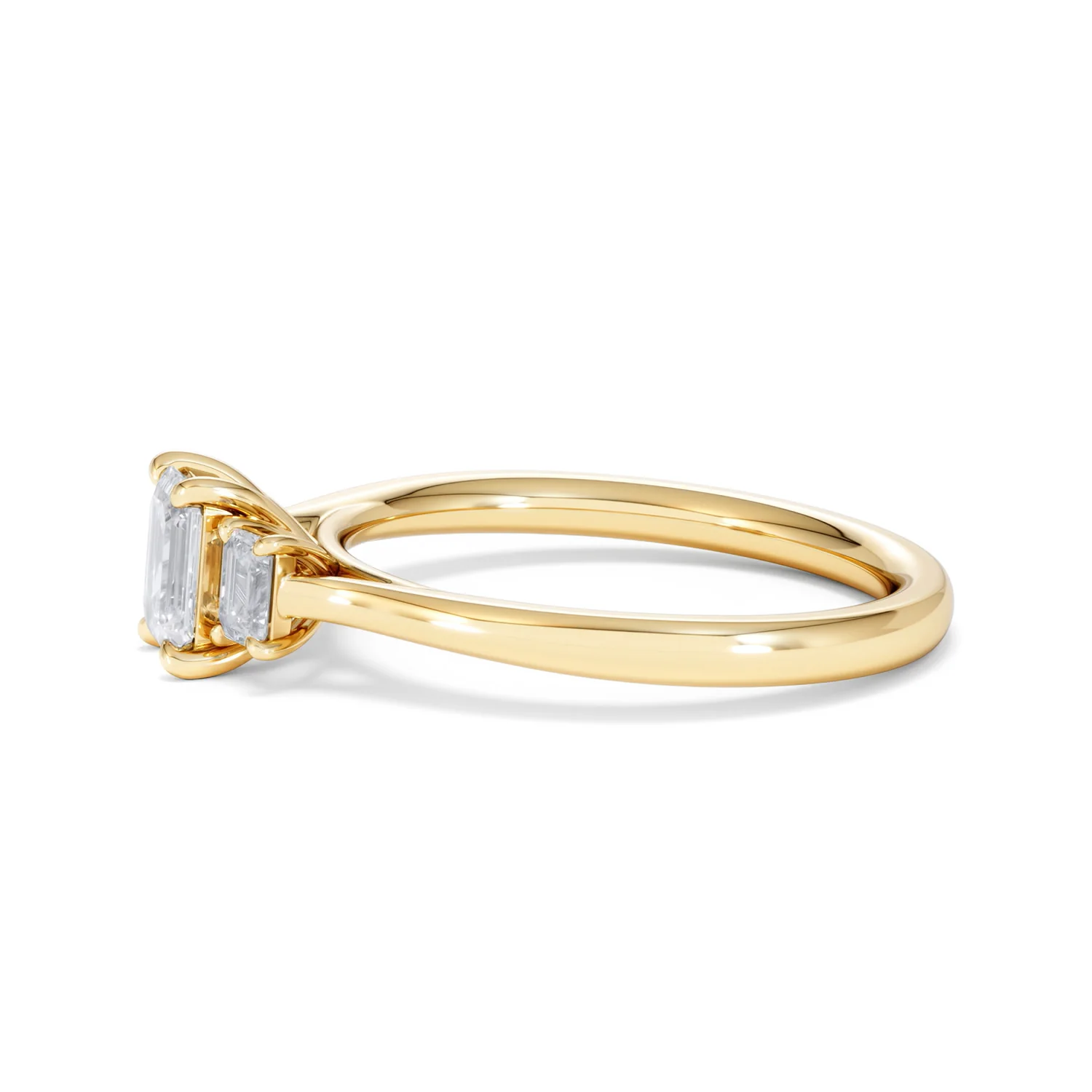 Evoke 3 Stone Emerald Cut Lab Diamond Ring 0.50ct in 9K Yellow Gold - Image 71