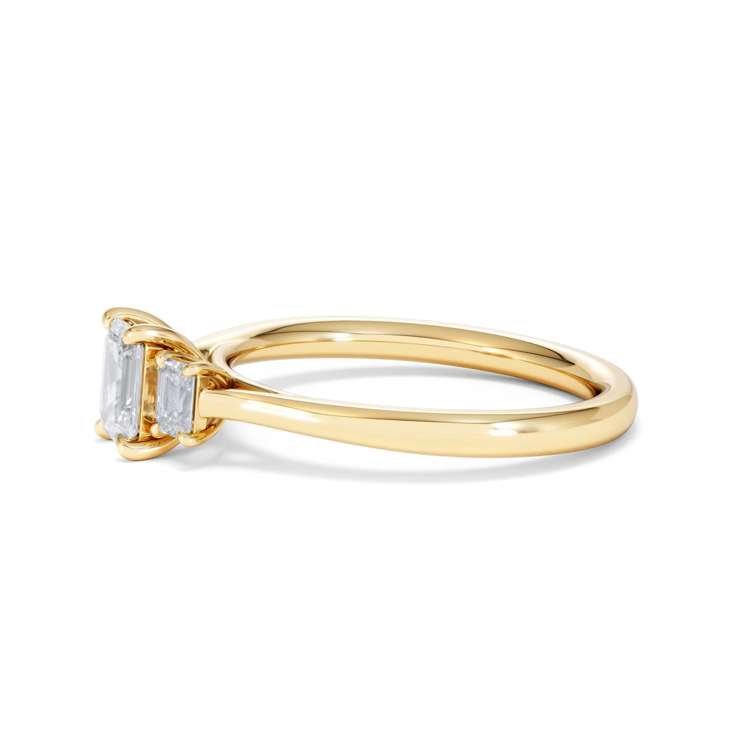 Evoke 3 Stone Emerald Cut Lab Diamond Ring 0.50ct in 9K Yellow Gold - Image 72