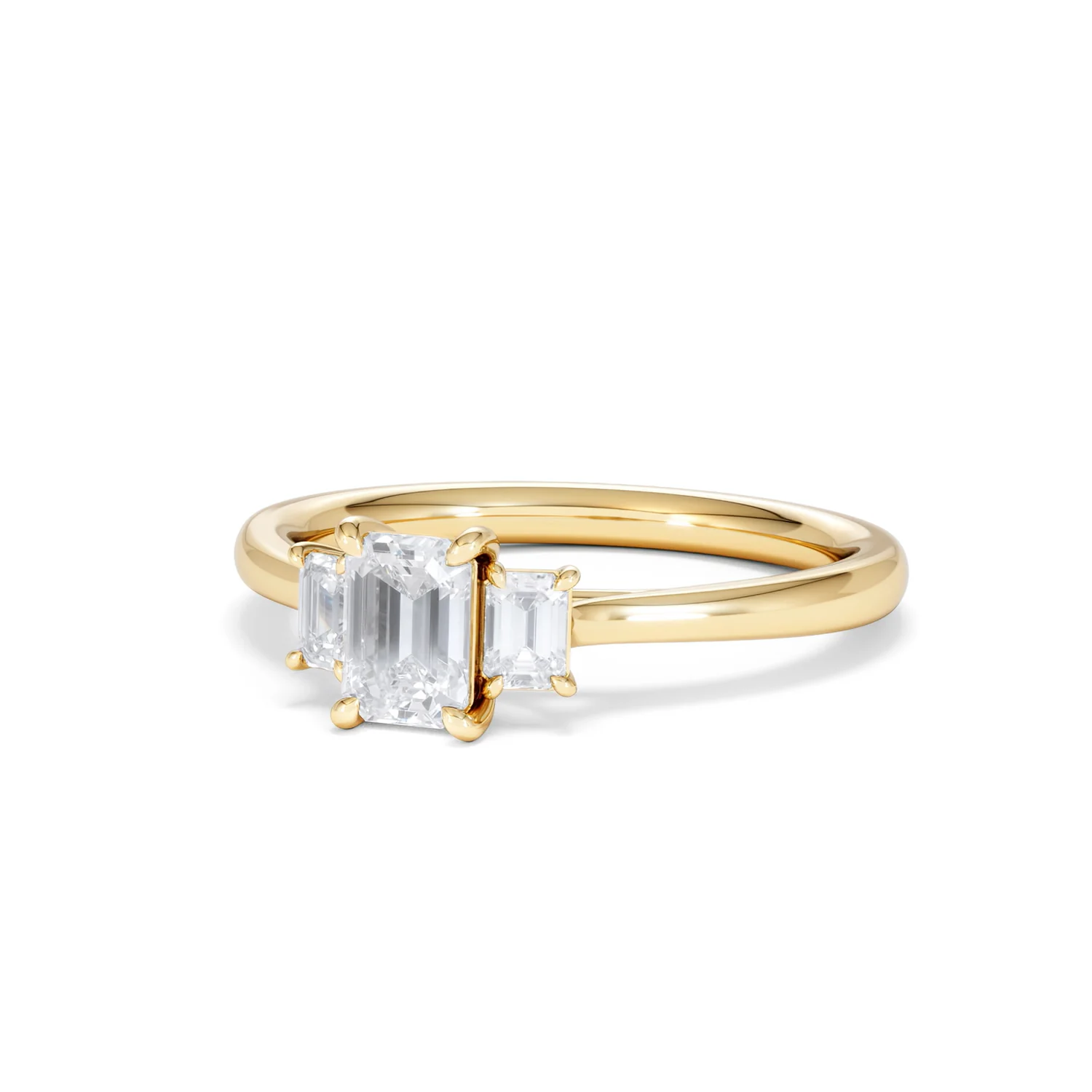 Evoke 3 Stone Emerald Cut Lab Diamond Ring 0.50ct in 9K Yellow Gold - Image 83