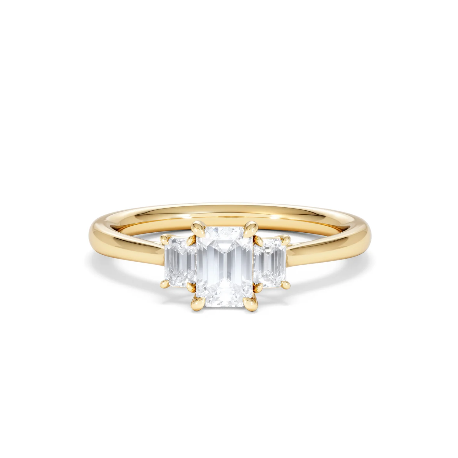 Evoke 3 Stone Emerald Cut Lab Diamond Ring 0.50ct in 9K Yellow Gold - Image 87