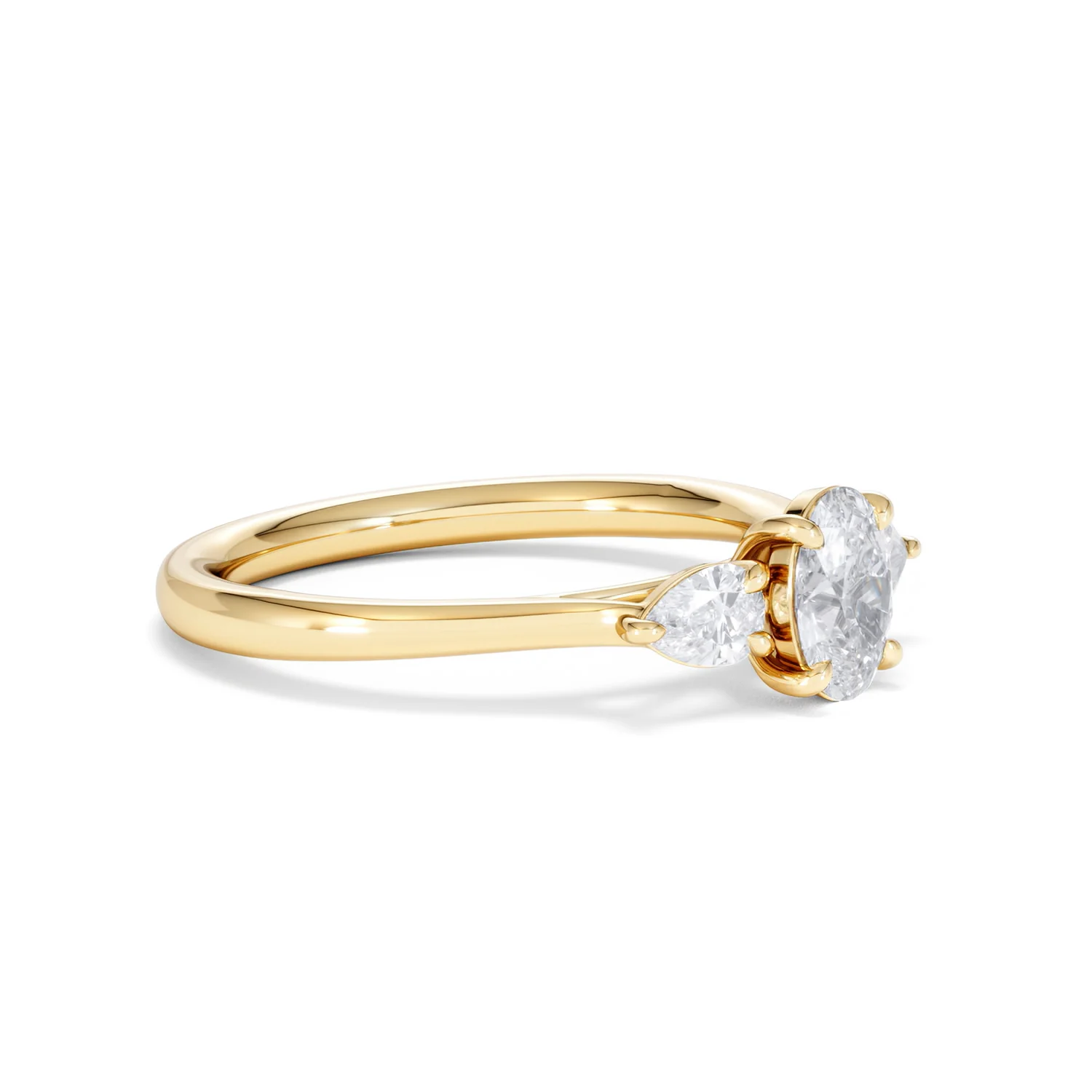Evoke 3 Stone Oval Cut Lab Diamond Ring 0.50ct in 18K Gold Vermeil - Image 19