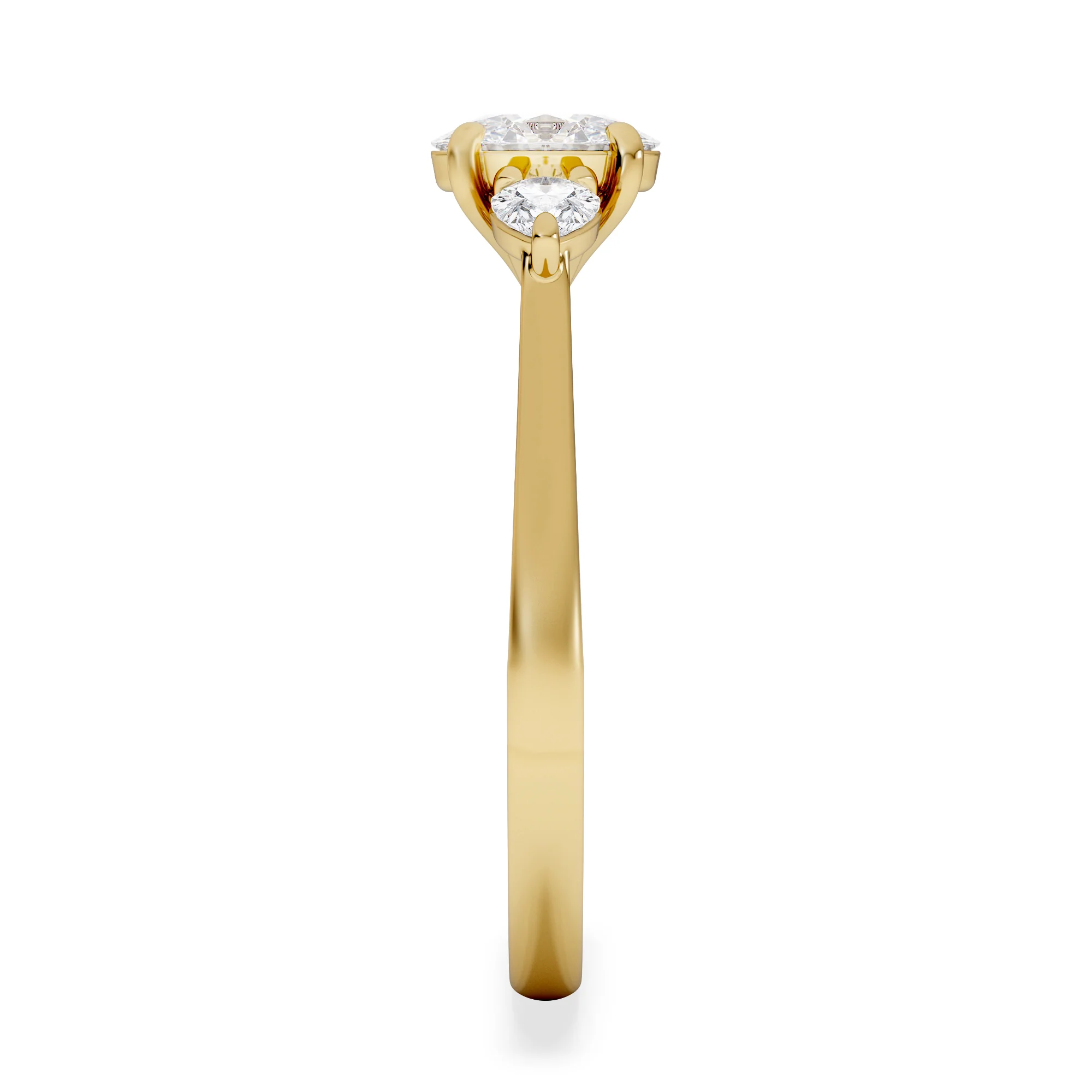 Evoke 3 Stone Oval Cut Lab Diamond Ring 0.50ct in 18K Gold Vermeil - Image 4