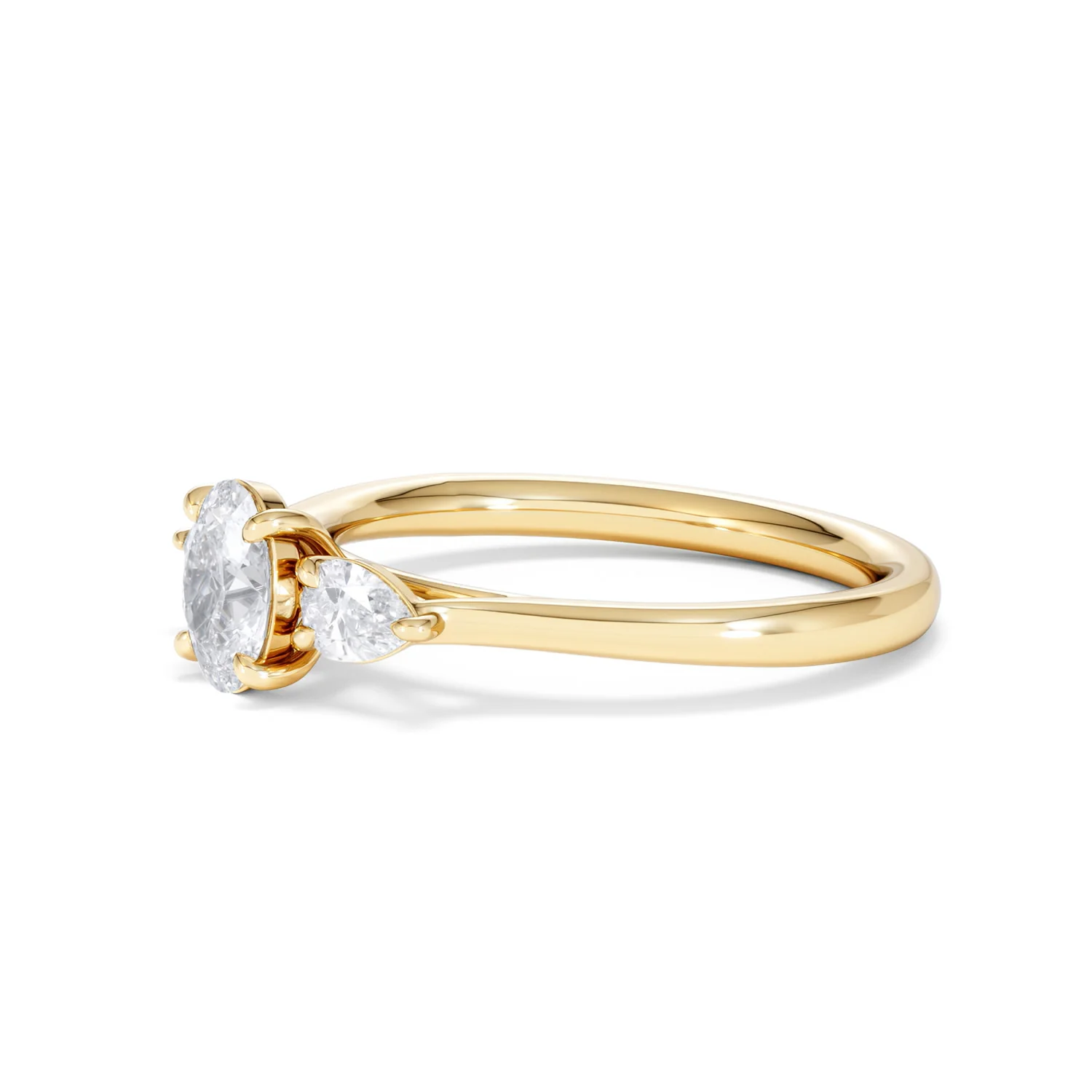 Evoke 3 Stone Oval Cut Lab Diamond Ring 0.50ct in 18K Gold Vermeil - Image 75