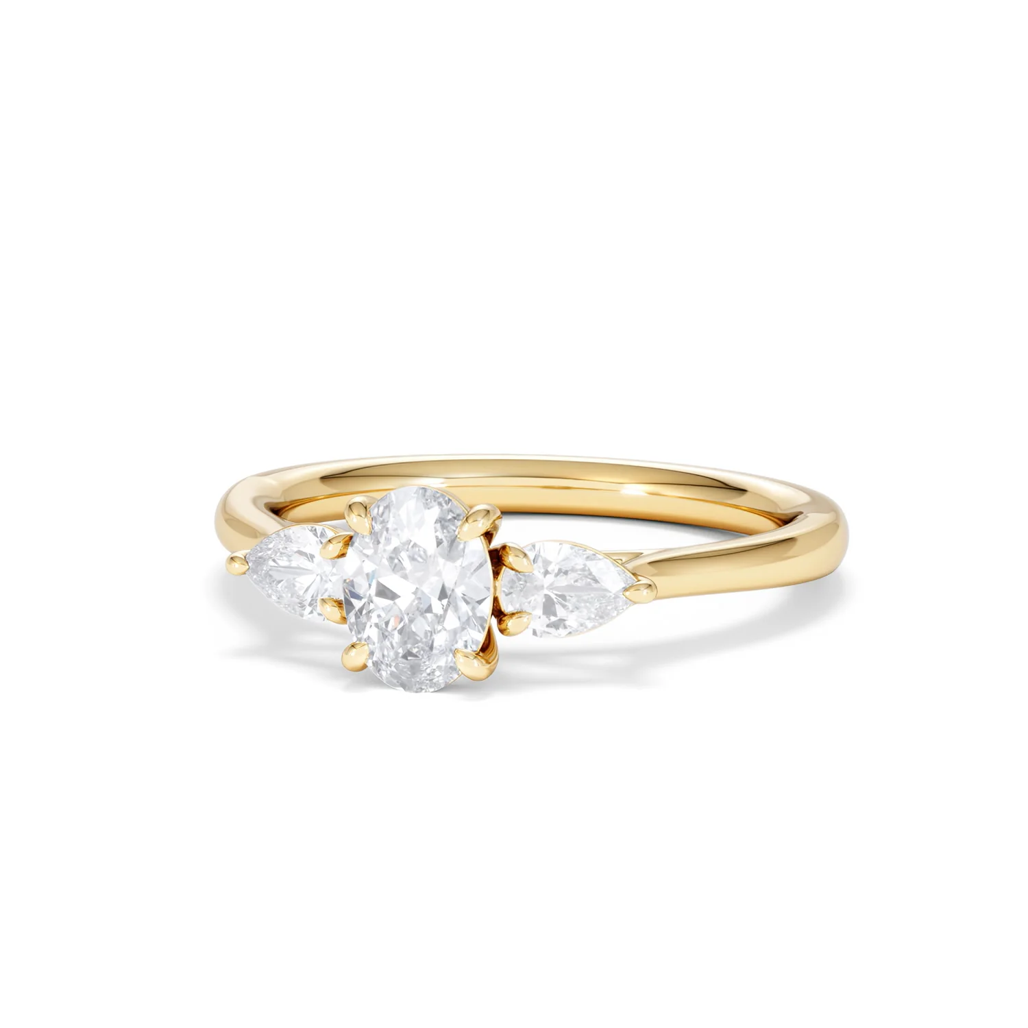 Evoke 3 Stone Oval Cut Lab Diamond Ring 0.50ct in 18K Gold Vermeil - Image 84