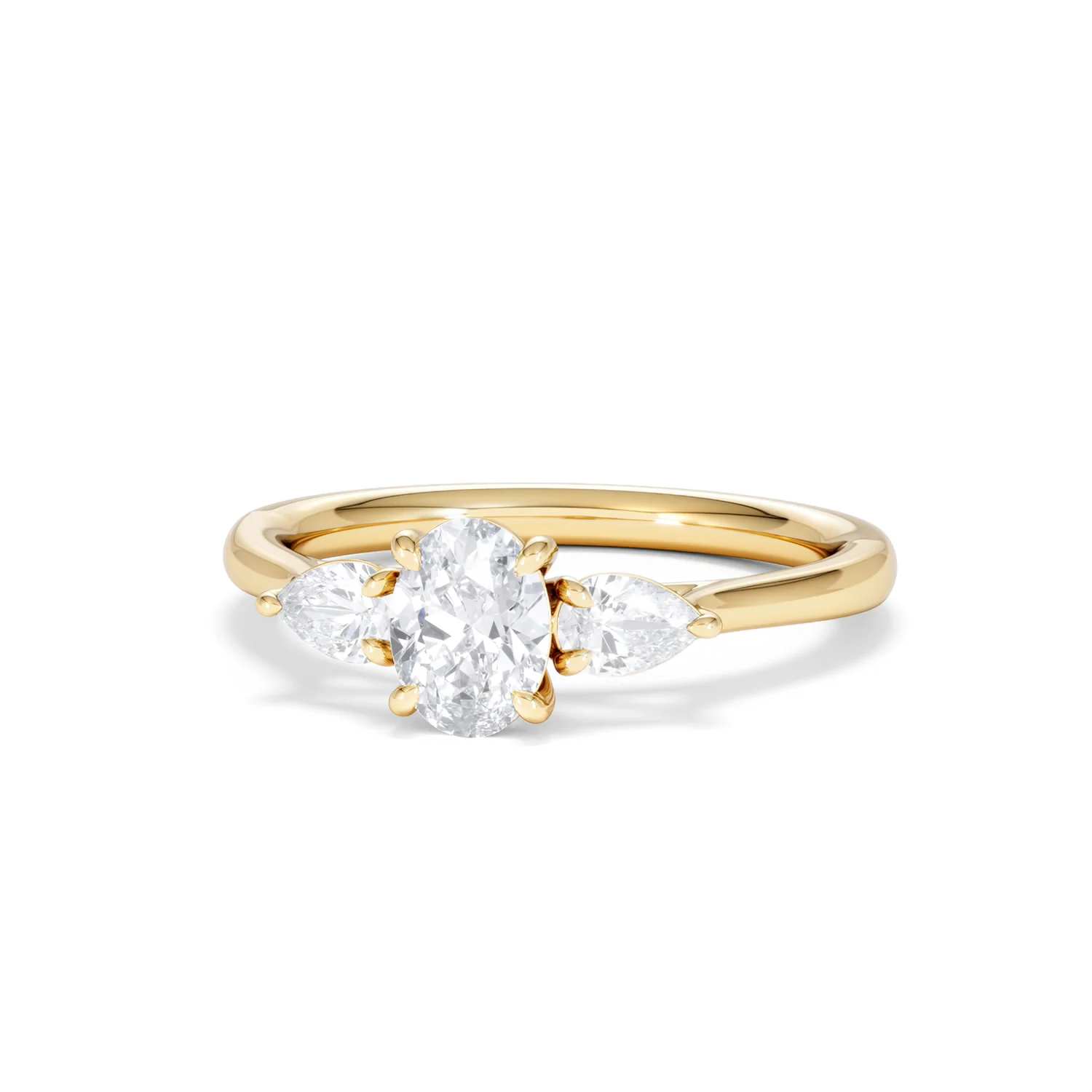 Evoke 3 Stone Oval Cut Lab Diamond Ring 0.50ct in 18K Gold Vermeil - Image 85