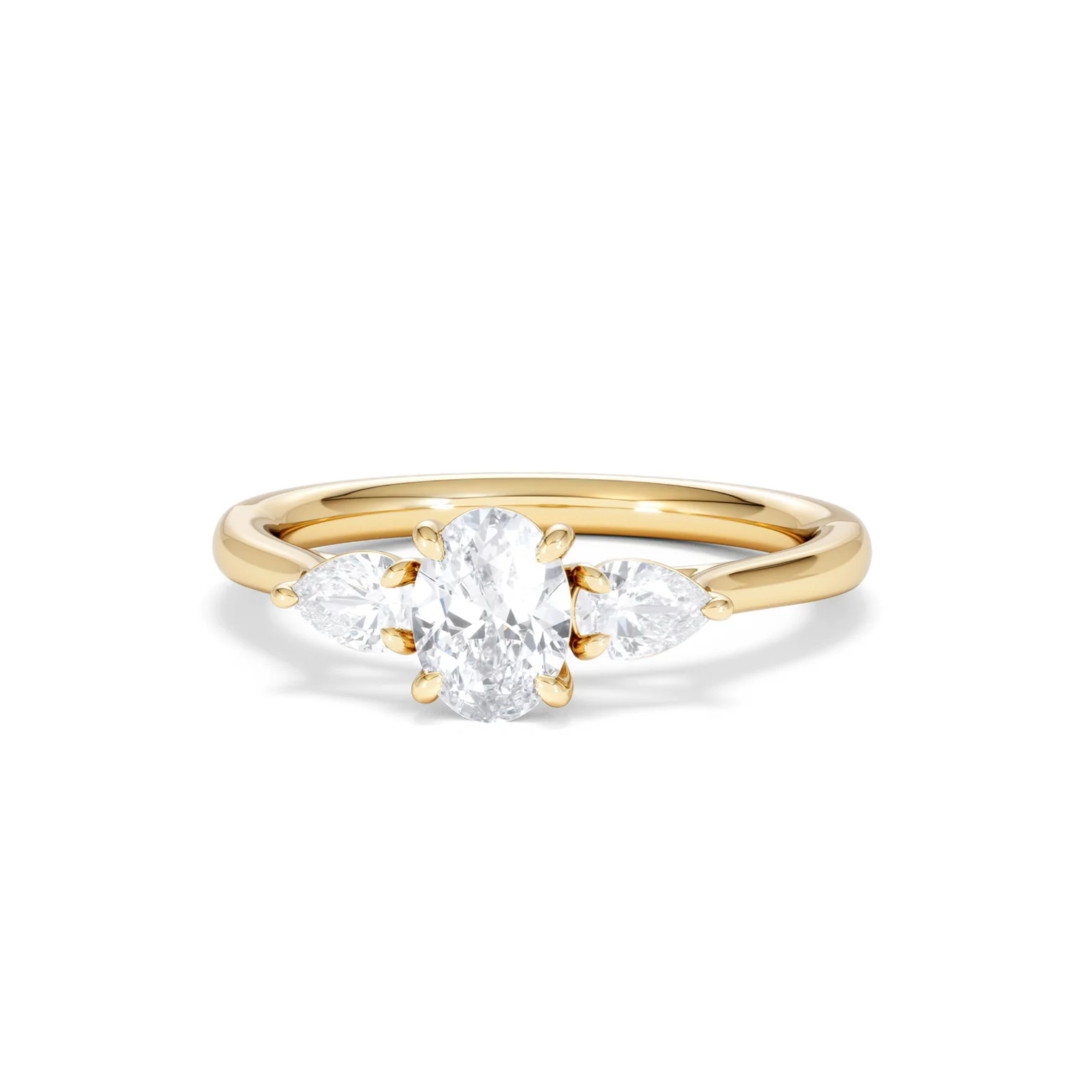 Evoke 3 Stone Oval Cut Lab Diamond Ring 0.50ct in 18K Gold Vermeil - Image 86