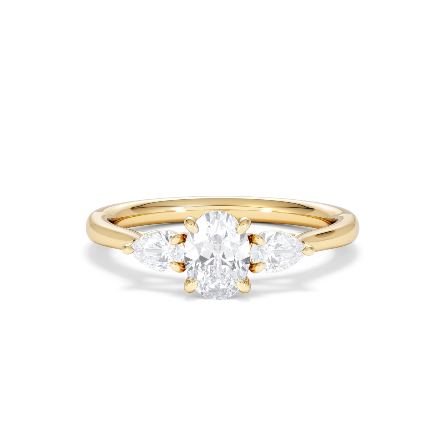 Evoke 3 Stone Oval Cut Lab Diamond Ring 0.50ct in 18K Gold Vermeil - Image 87