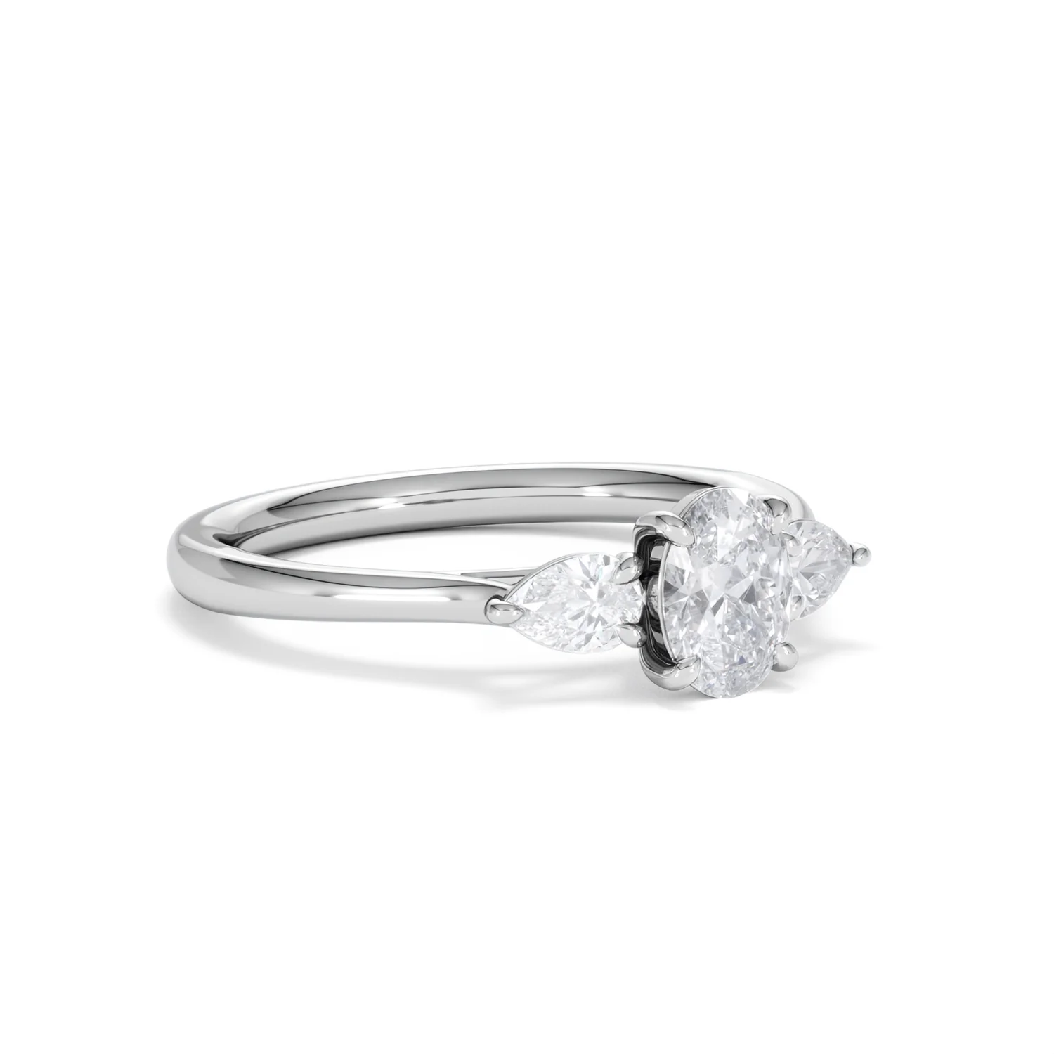 Evoke 3 Stone Oval Cut Lab Diamond Ring 0.50ct in 925 Silver - Image 16