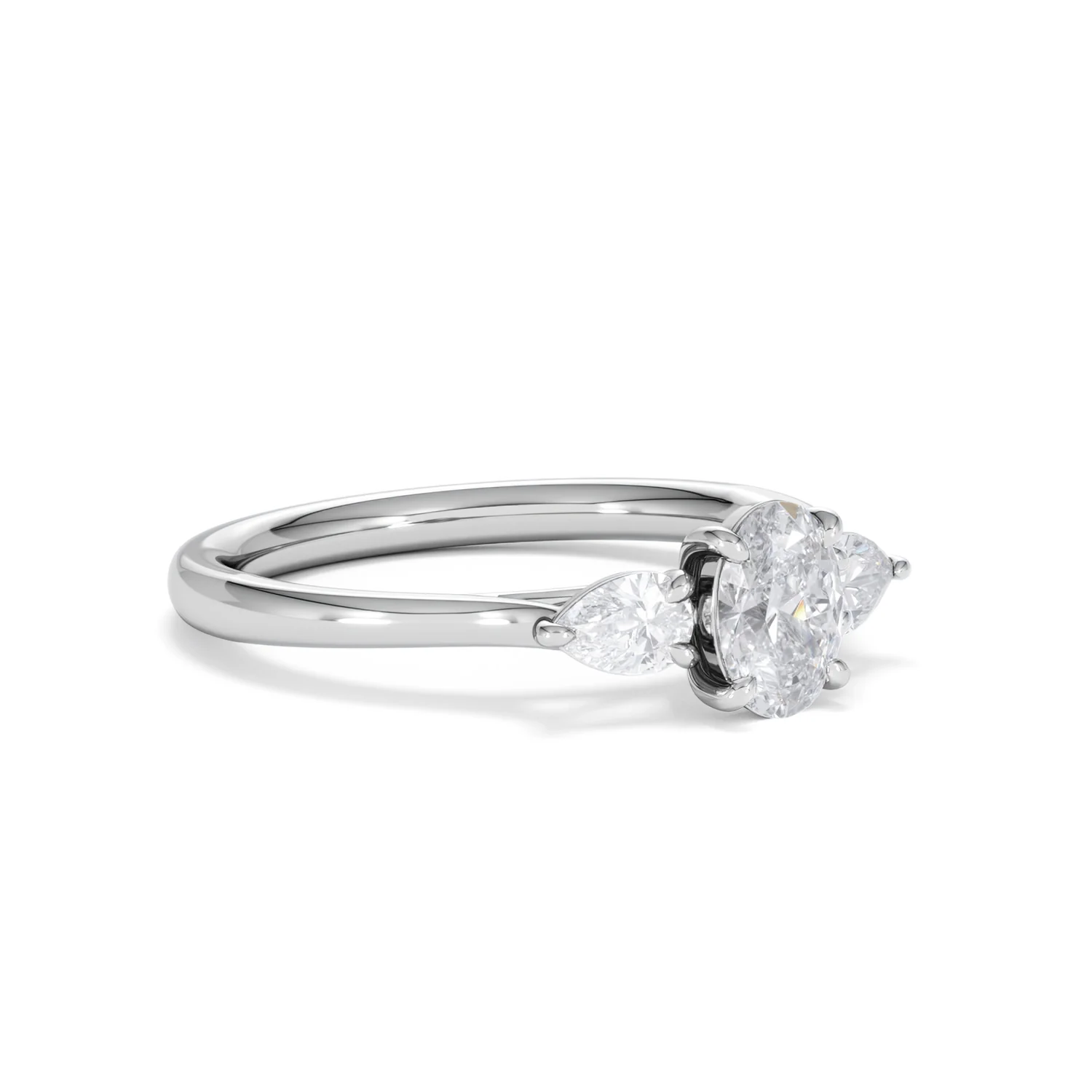 Evoke 3 Stone Oval Cut Lab Diamond Ring 0.50ct in 925 Silver - Image 17