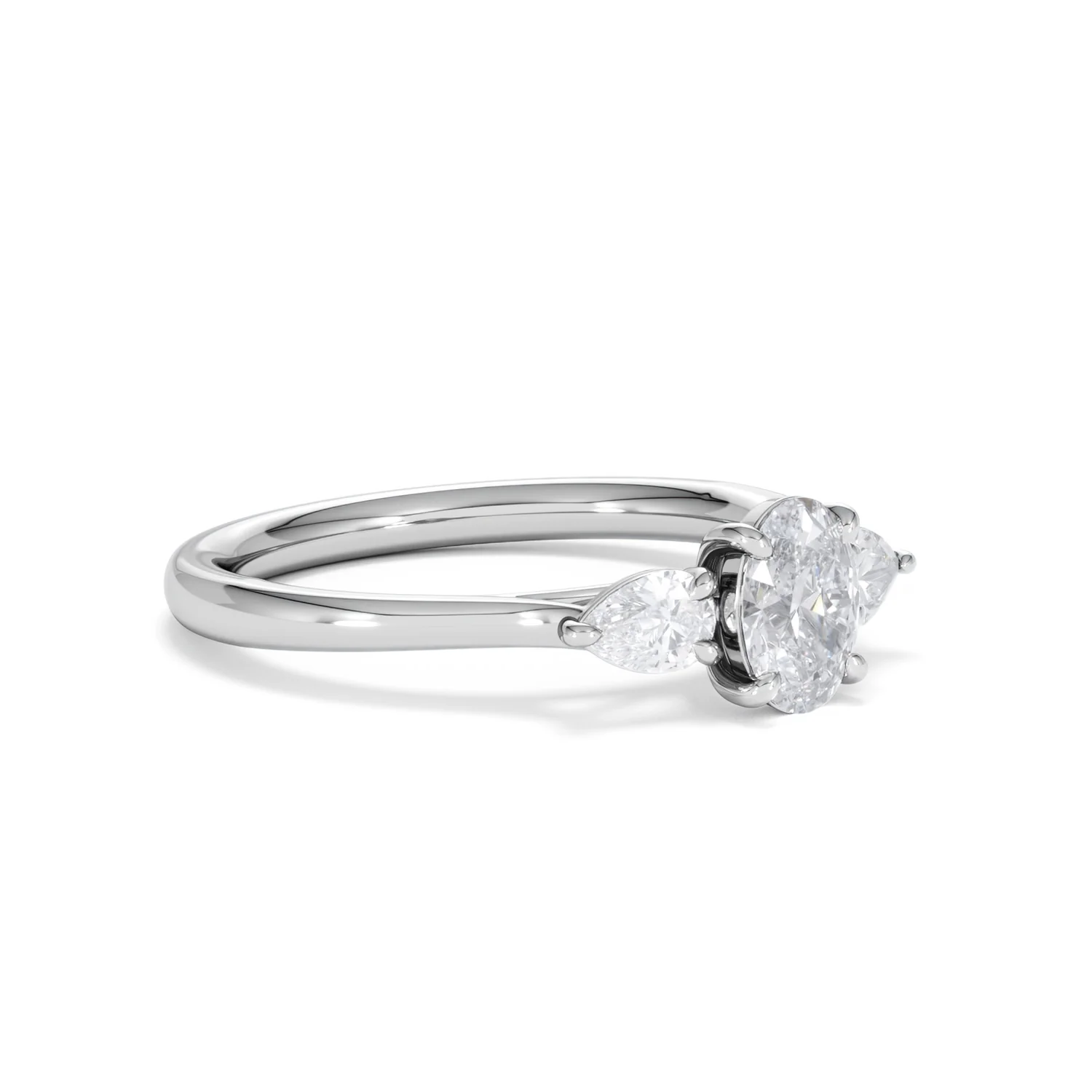 Evoke 3 Stone Oval Cut Lab Diamond Ring 0.50ct in 925 Silver - Image 18