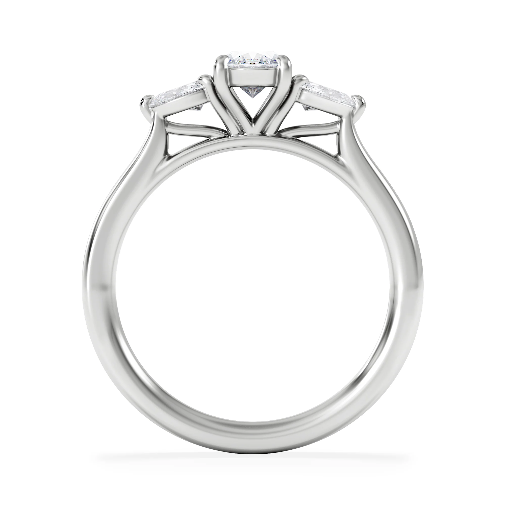 Evoke 3 Stone Oval Cut Lab Diamond Ring 0.50ct in 925 Silver - Image 2