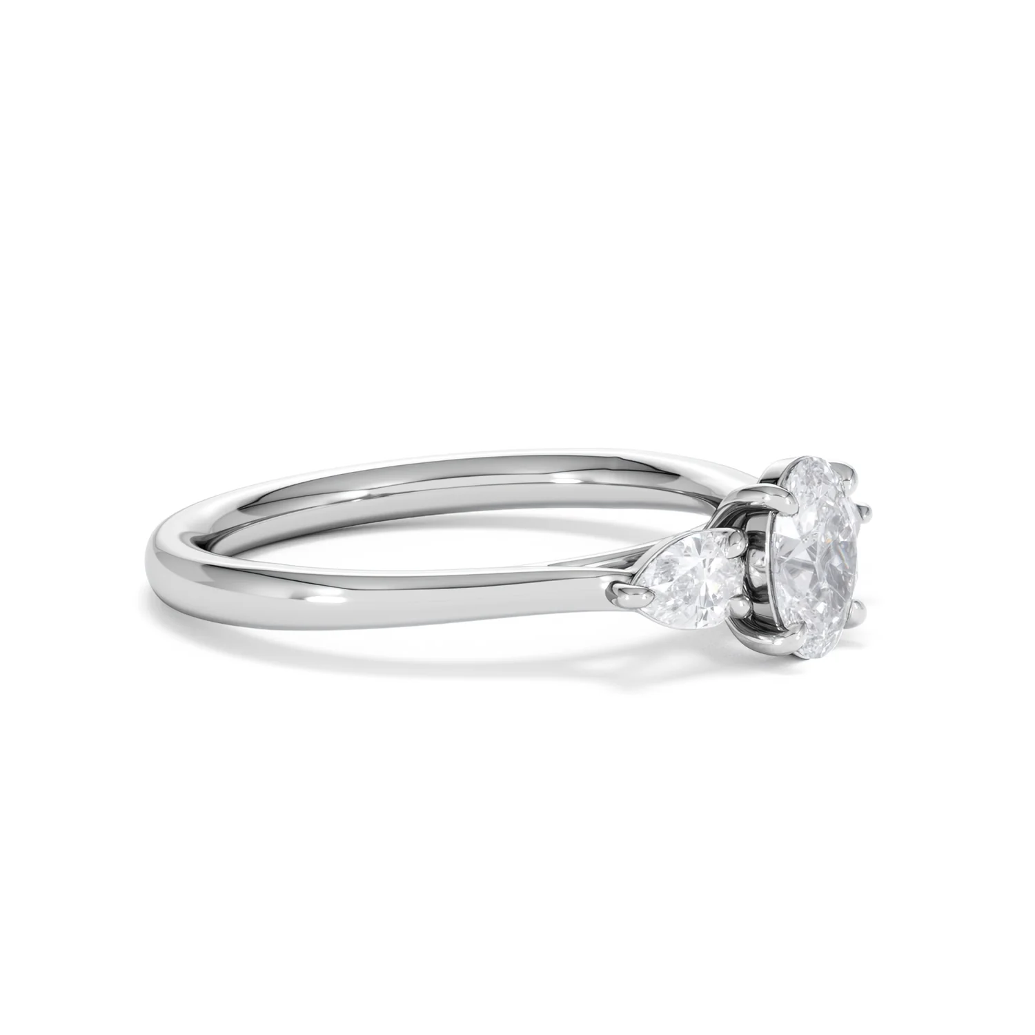 Evoke 3 Stone Oval Cut Lab Diamond Ring 0.50ct in 925 Silver - Image 21