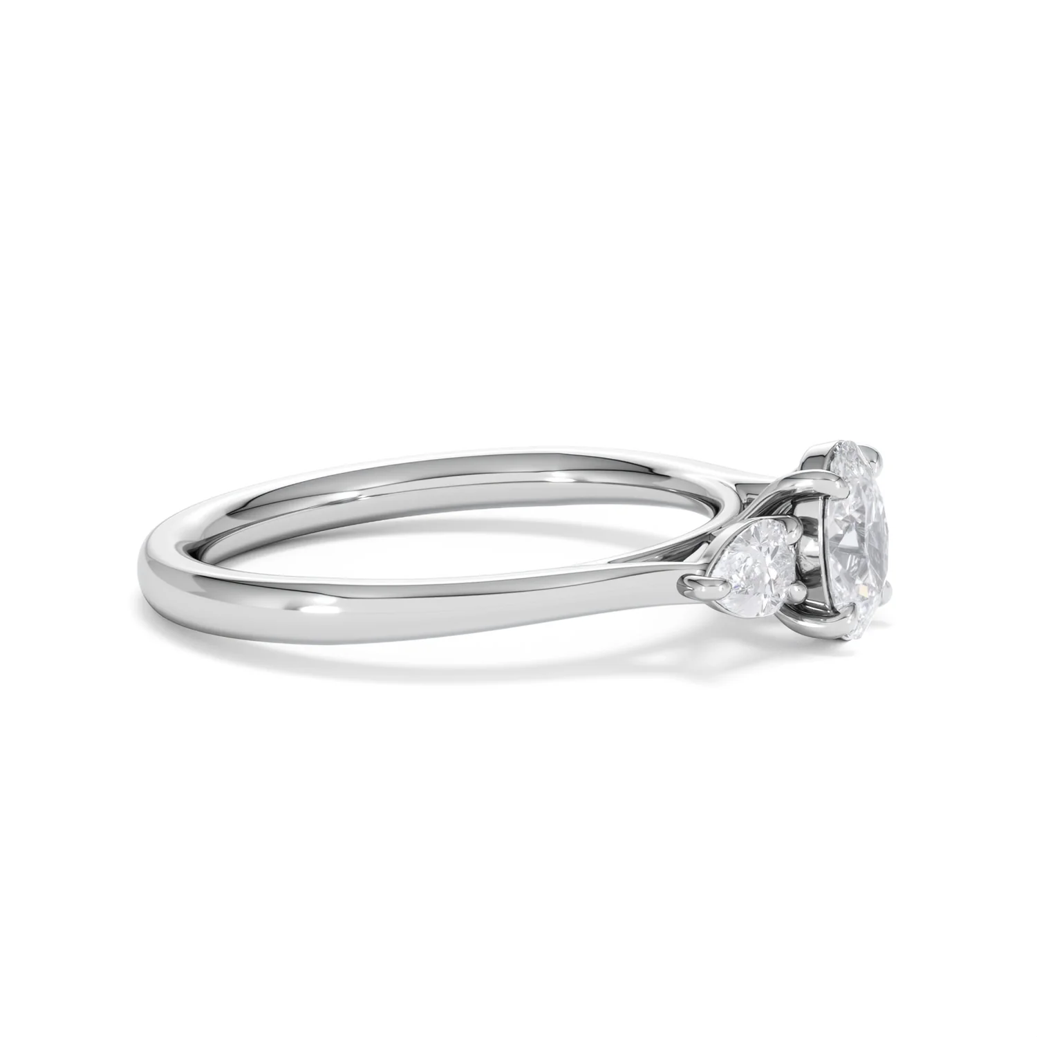 Evoke 3 Stone Oval Cut Lab Diamond Ring 0.50ct in 925 Silver - Image 24