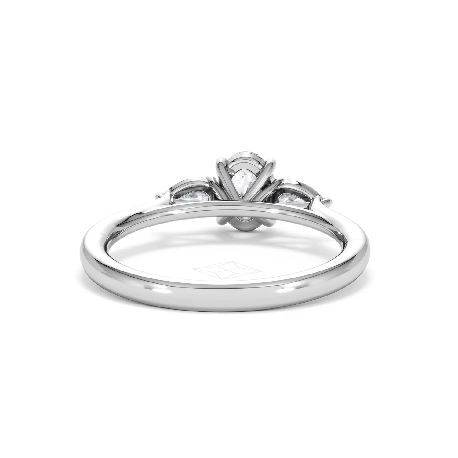Evoke 3 Stone Oval Cut Lab Diamond Ring 0.50ct in 925 Silver - Image 47