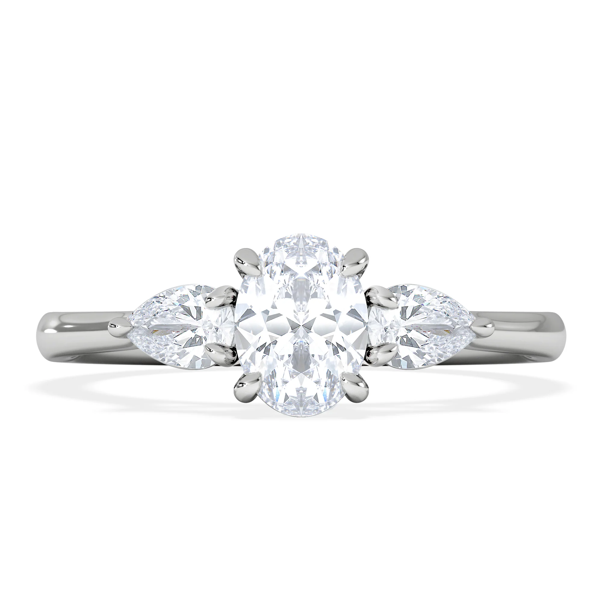 Evoke 3 Stone Oval Cut Lab Diamond Ring 0.50ct in 925 Silver - Image 6