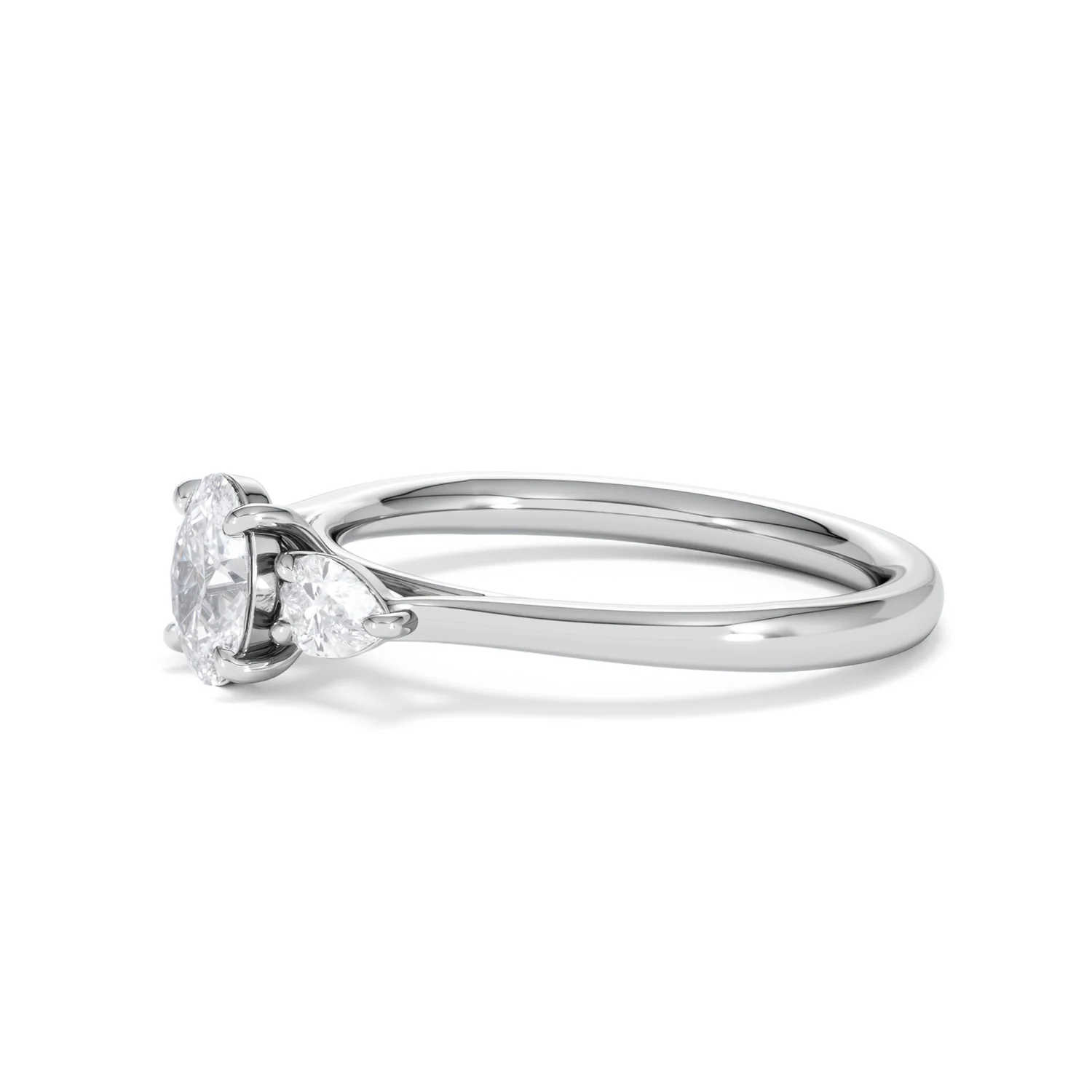 Evoke 3 Stone Oval Cut Lab Diamond Ring 0.50ct in 925 Silver - Image 75