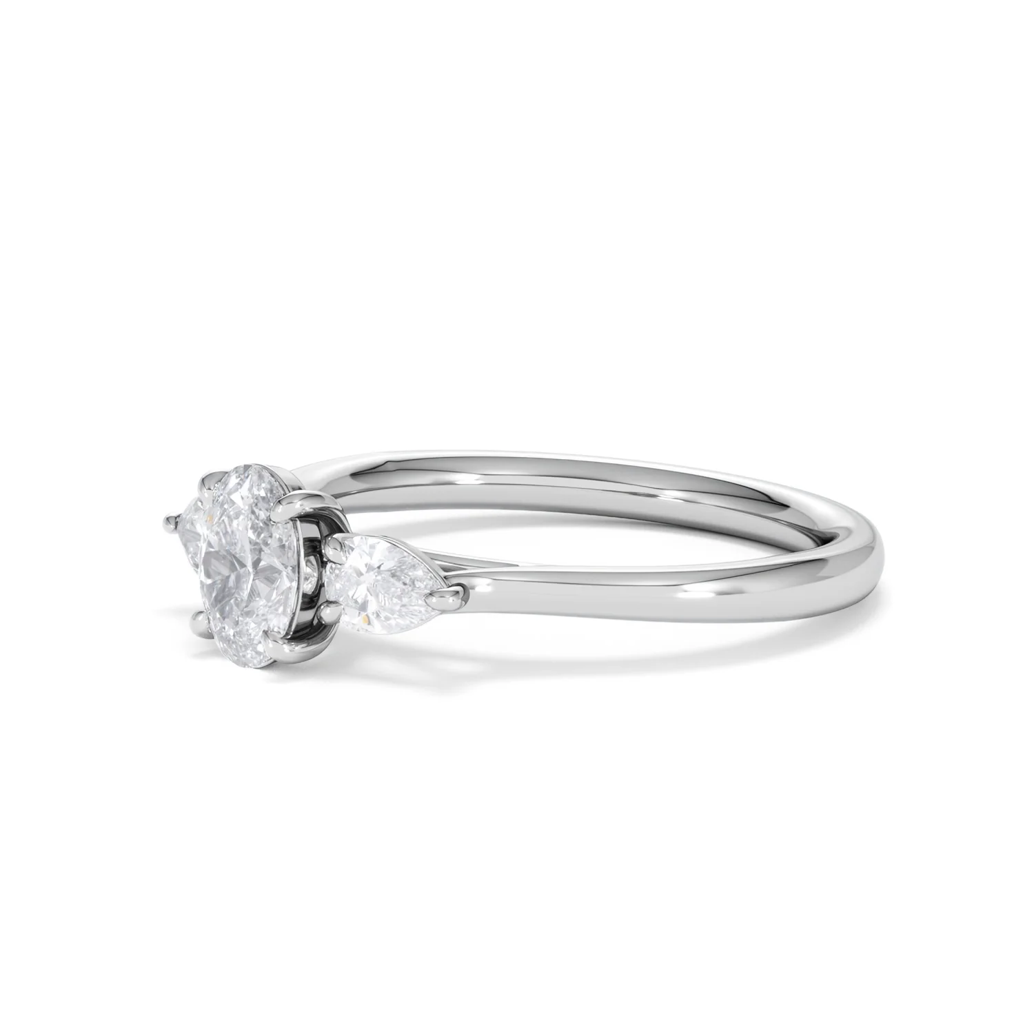 Evoke 3 Stone Oval Cut Lab Diamond Ring 0.50ct in 925 Silver - Image 78