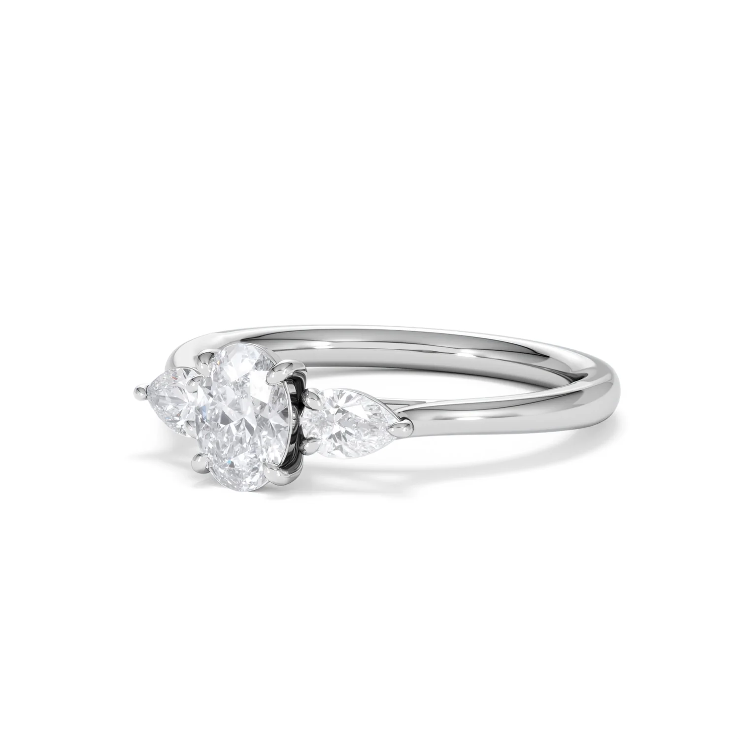 Evoke 3 Stone Oval Cut Lab Diamond Ring 0.50ct in 925 Silver - Image 82