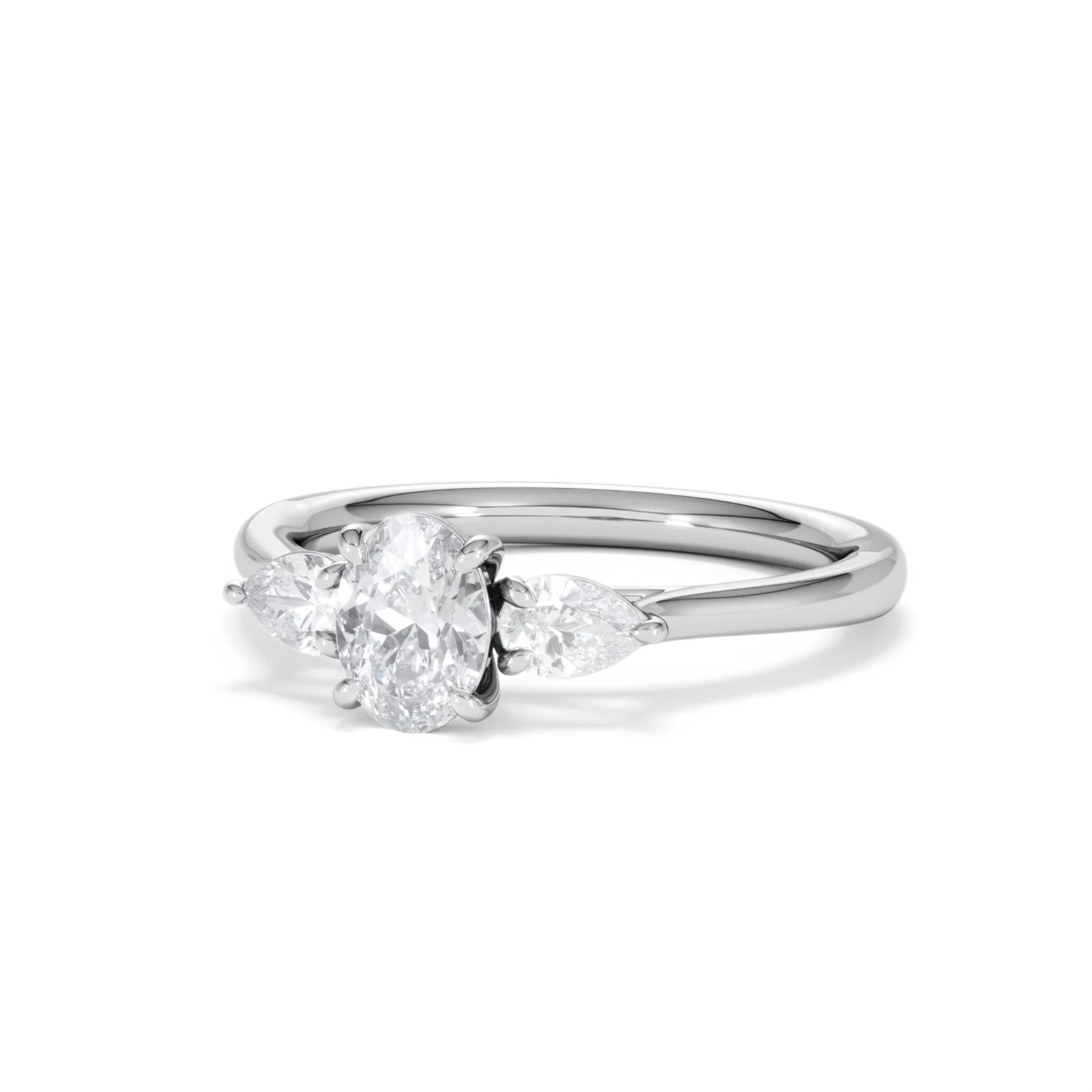 Evoke 3 Stone Oval Cut Lab Diamond Ring 0.50ct in 925 Silver - Image 84