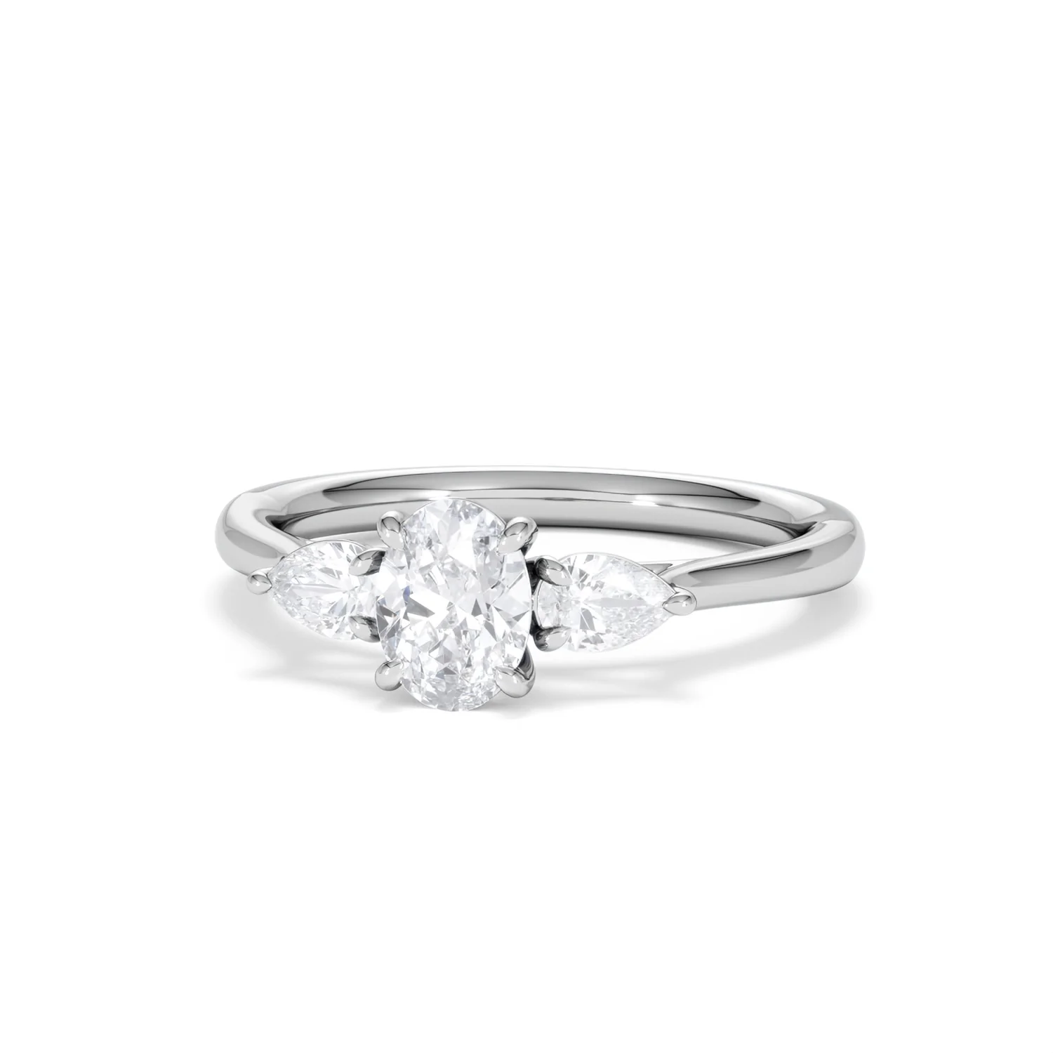 Evoke 3 Stone Oval Cut Lab Diamond Ring 0.50ct in 925 Silver - Image 86