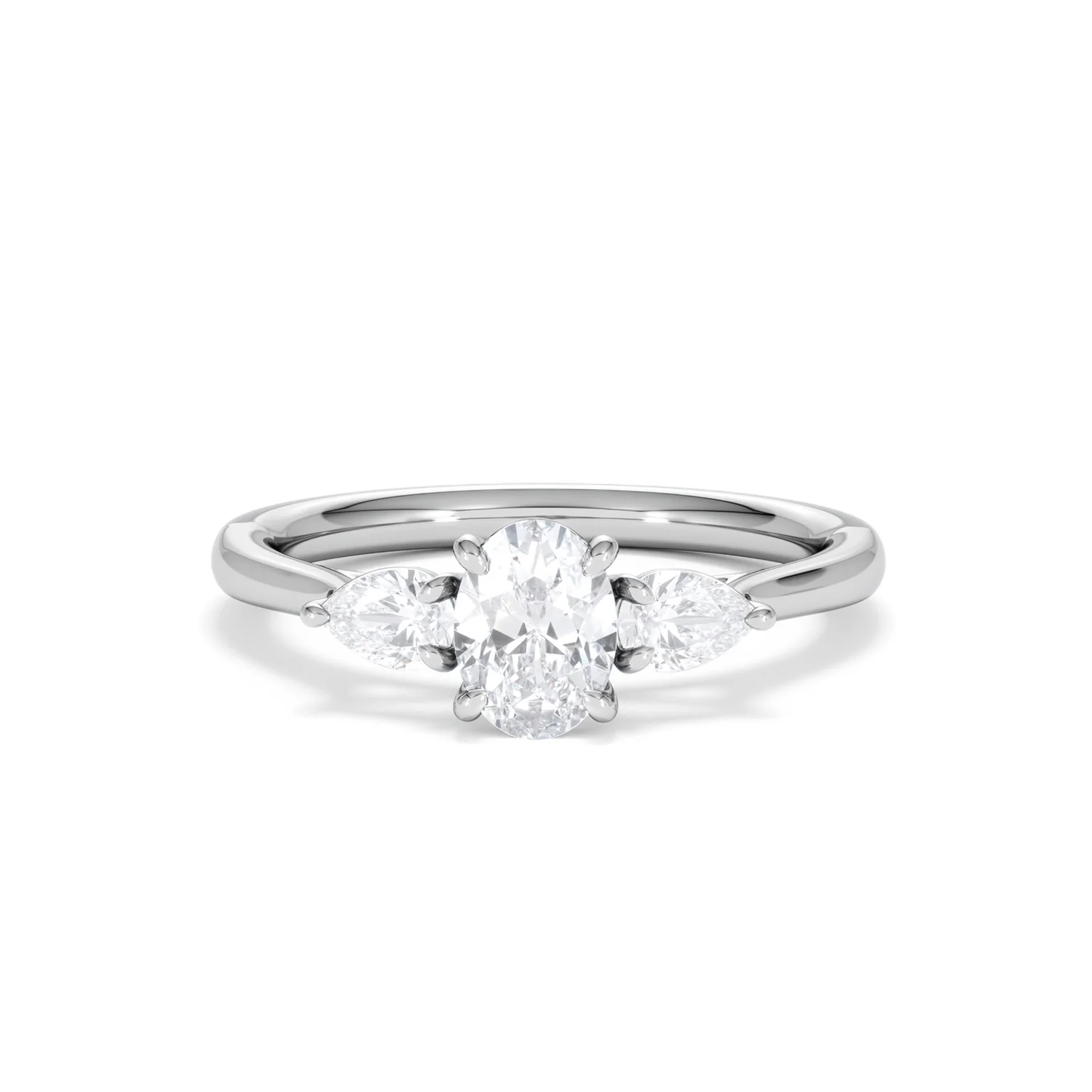 Evoke 3 Stone Oval Cut Lab Diamond Ring 0.50ct in 925 Silver - Image 88