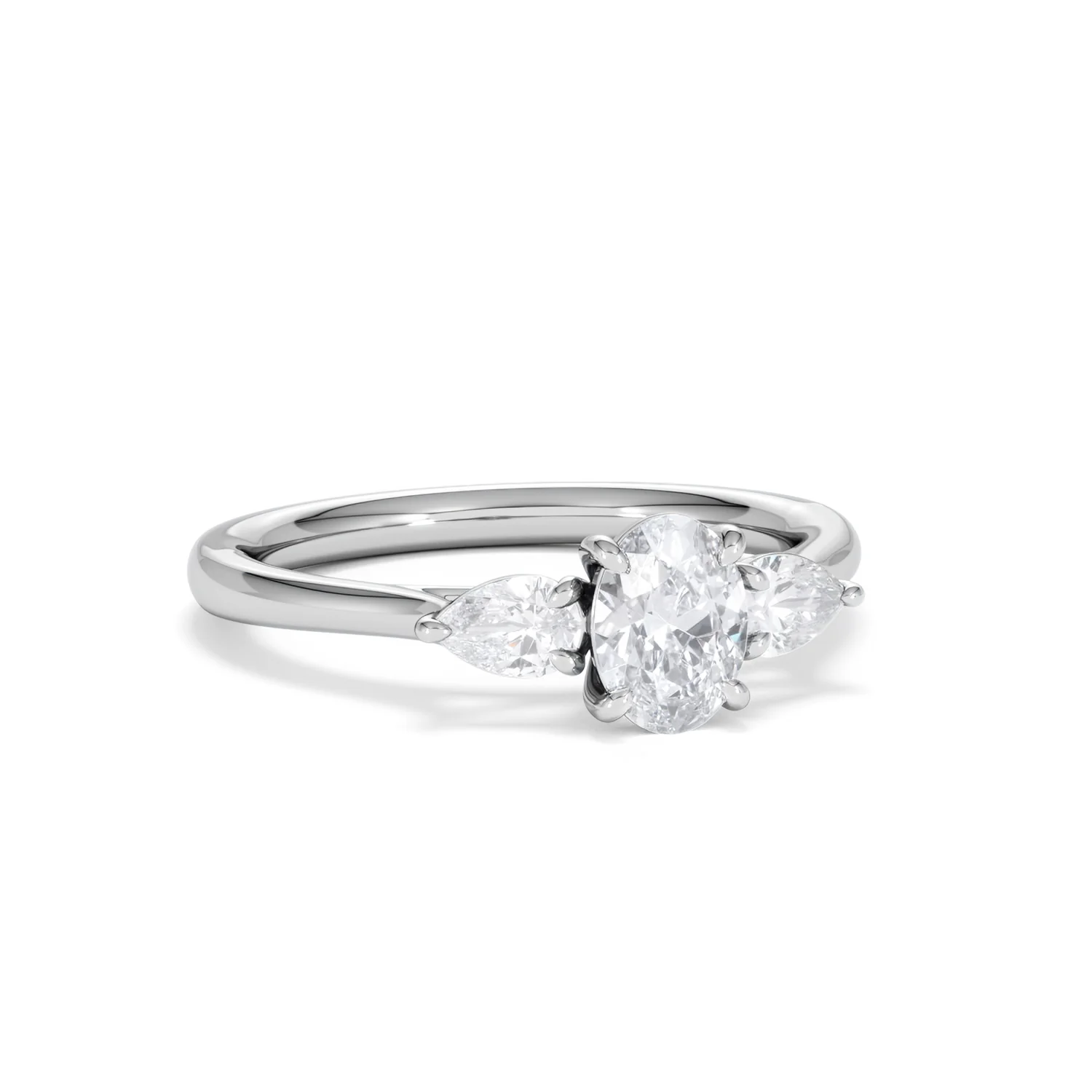 Evoke 3 Stone Oval Cut Lab Diamond Ring 0.50ct in 9K White Gold - Image 11