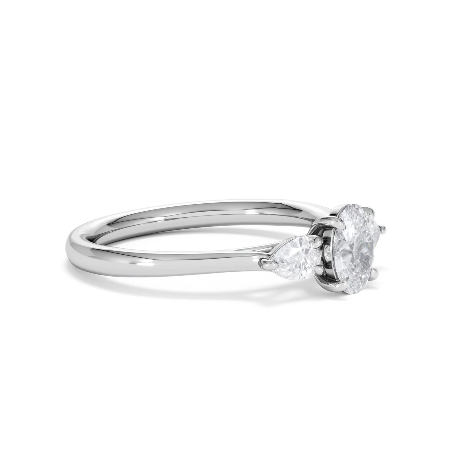 Evoke 3 Stone Oval Cut Lab Diamond Ring 0.50ct in 9K White Gold - Image 18