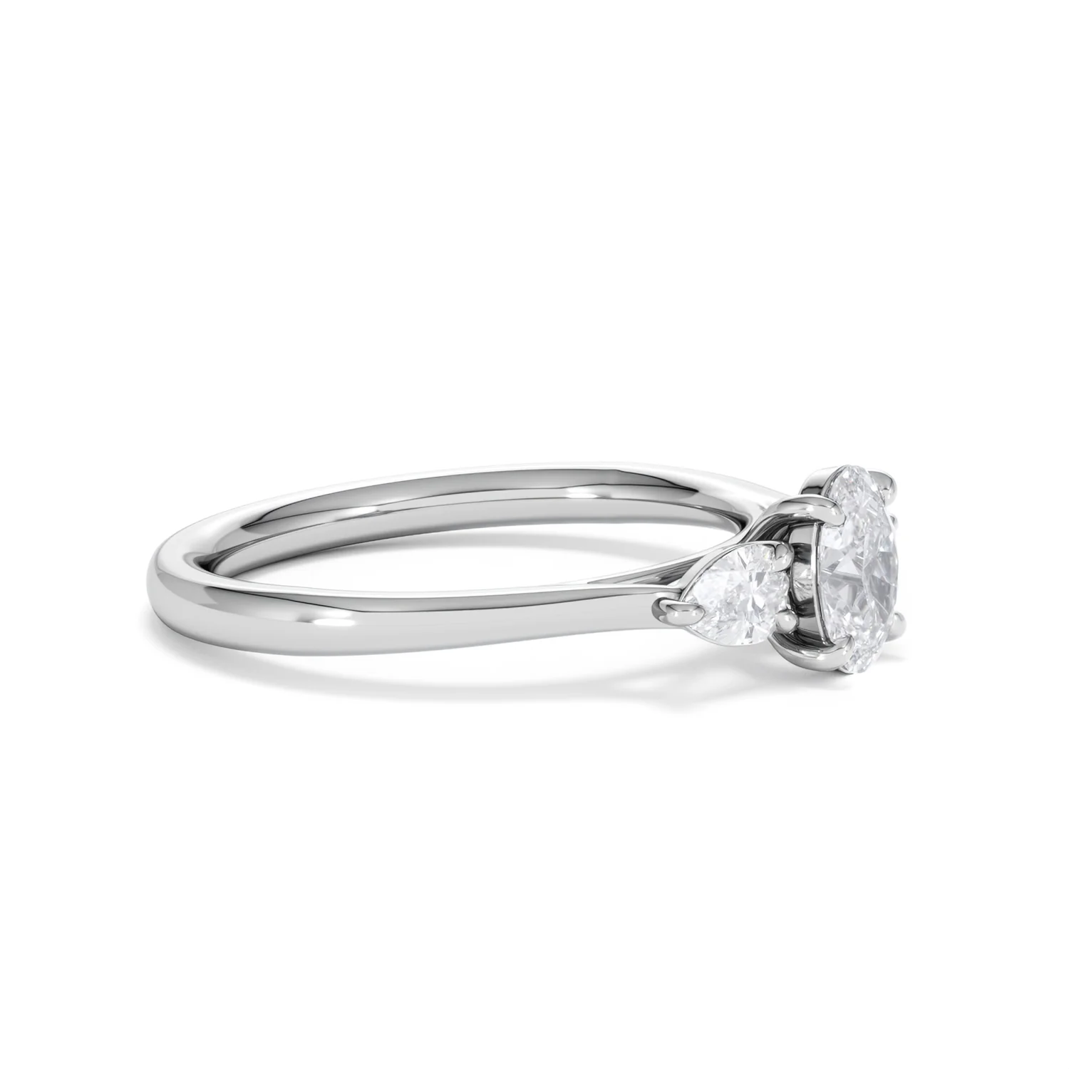 Evoke 3 Stone Oval Cut Lab Diamond Ring 0.50ct in 9K White Gold - Image 20