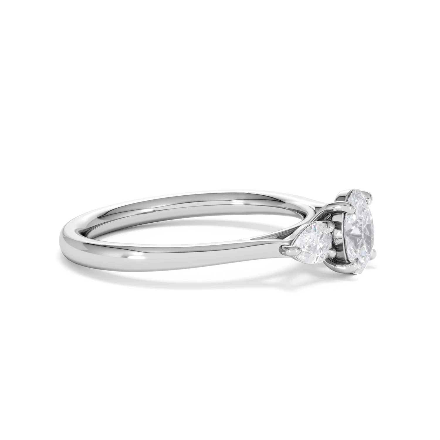 Evoke 3 Stone Oval Cut Lab Diamond Ring 0.50ct in 9K White Gold - Image 21