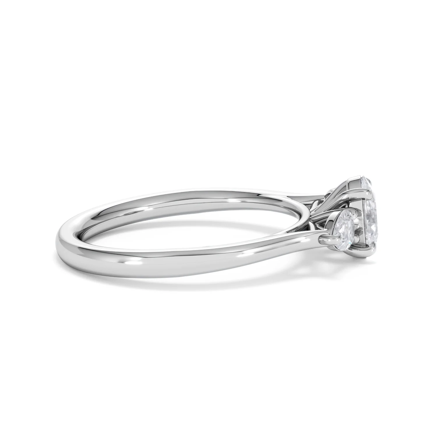 Evoke 3 Stone Oval Cut Lab Diamond Ring 0.50ct in 9K White Gold - Image 26