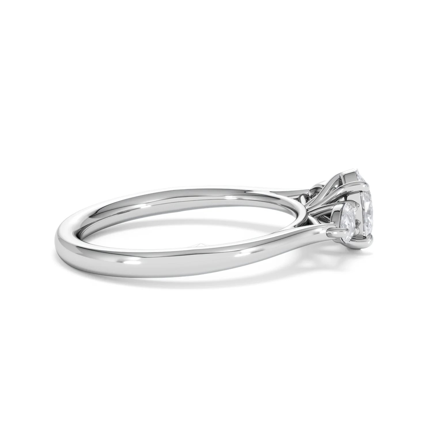 Evoke 3 Stone Oval Cut Lab Diamond Ring 0.50ct in 9K White Gold - Image 28