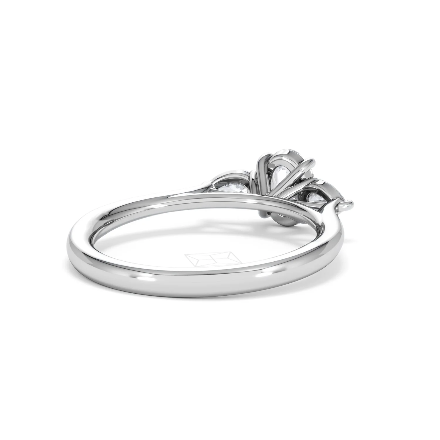 Evoke 3 Stone Oval Cut Lab Diamond Ring 0.50ct in 9K White Gold - Image 40