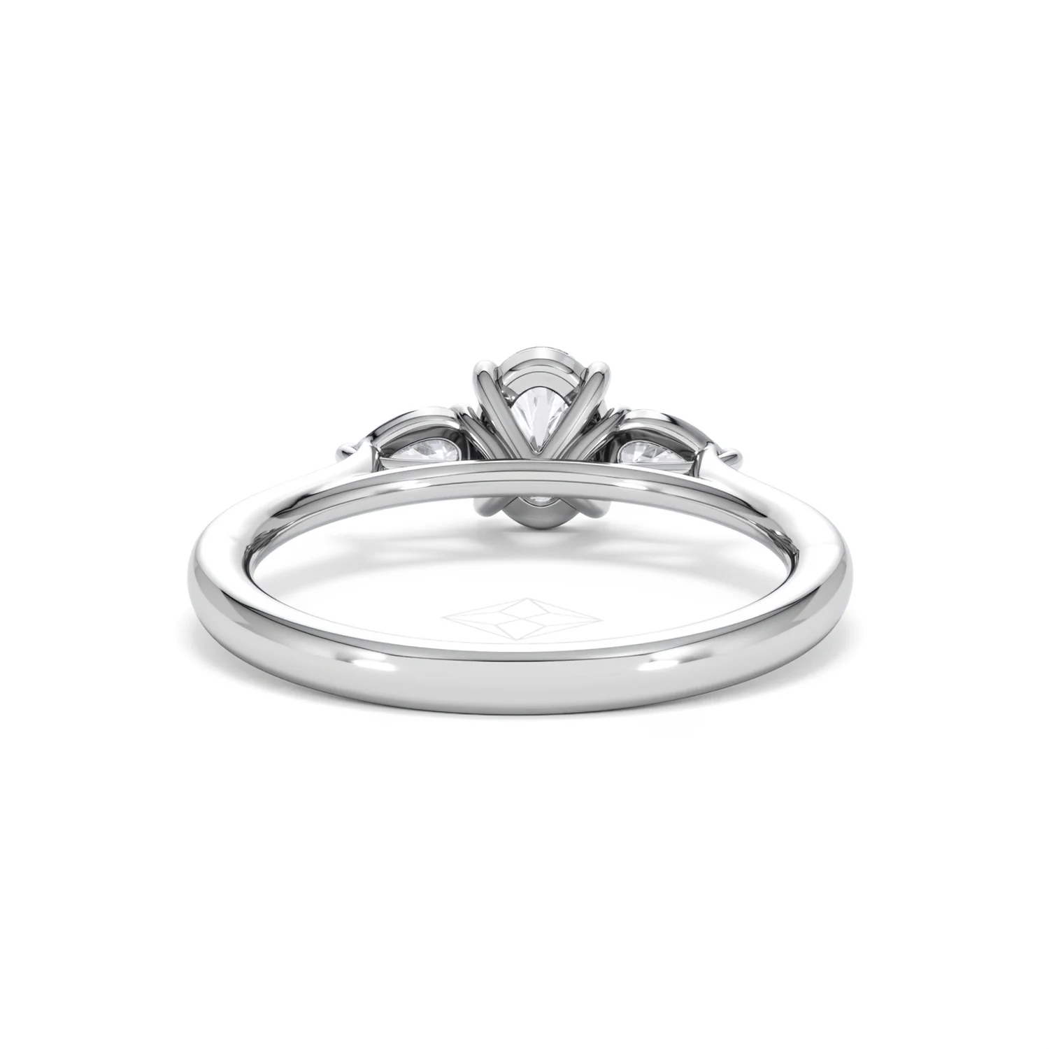 Evoke 3 Stone Oval Cut Lab Diamond Ring 0.50ct in 9K White Gold - Image 46
