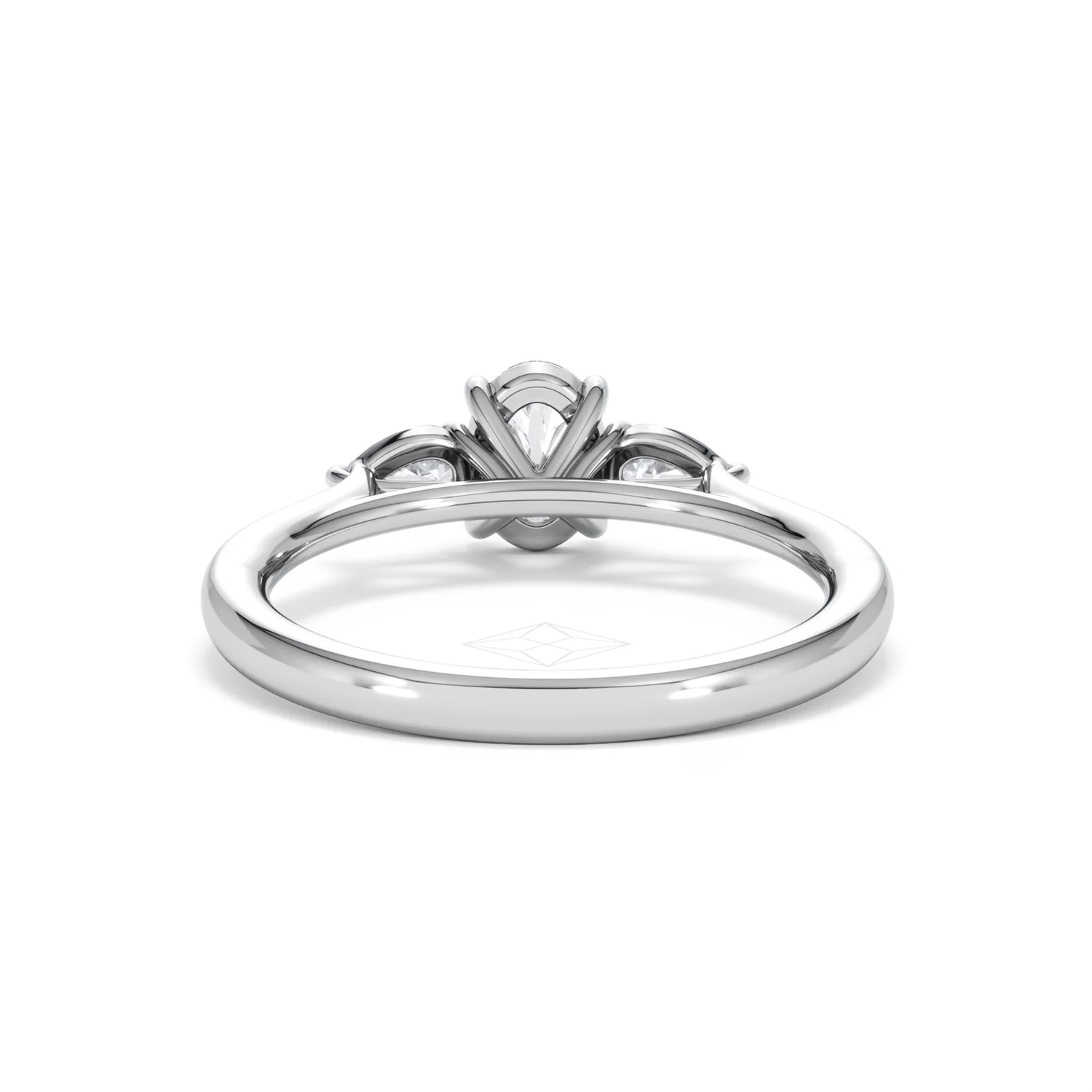 Evoke 3 Stone Oval Cut Lab Diamond Ring 0.50ct in 9K White Gold - Image 47