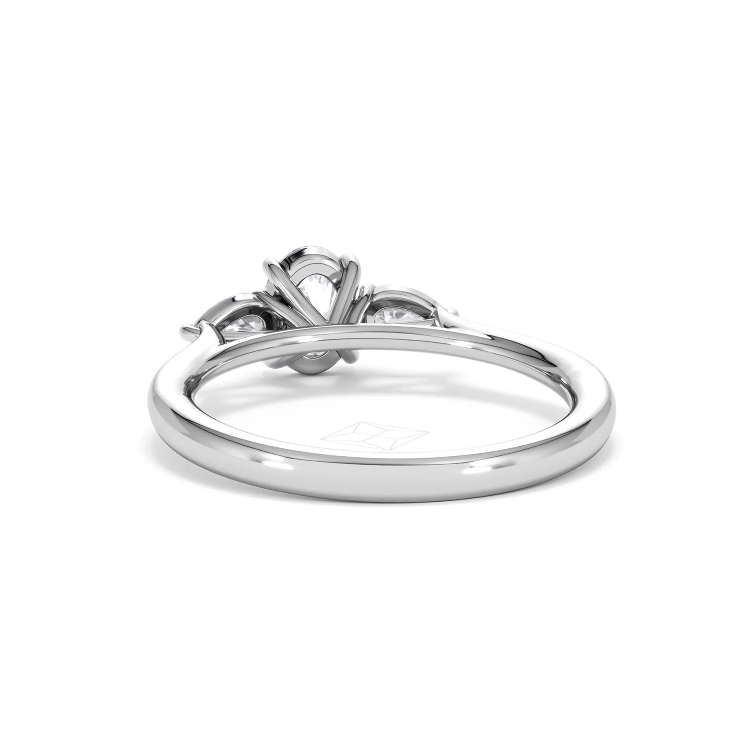 Evoke 3 Stone Oval Cut Lab Diamond Ring 0.50ct in 9K White Gold - Image 50