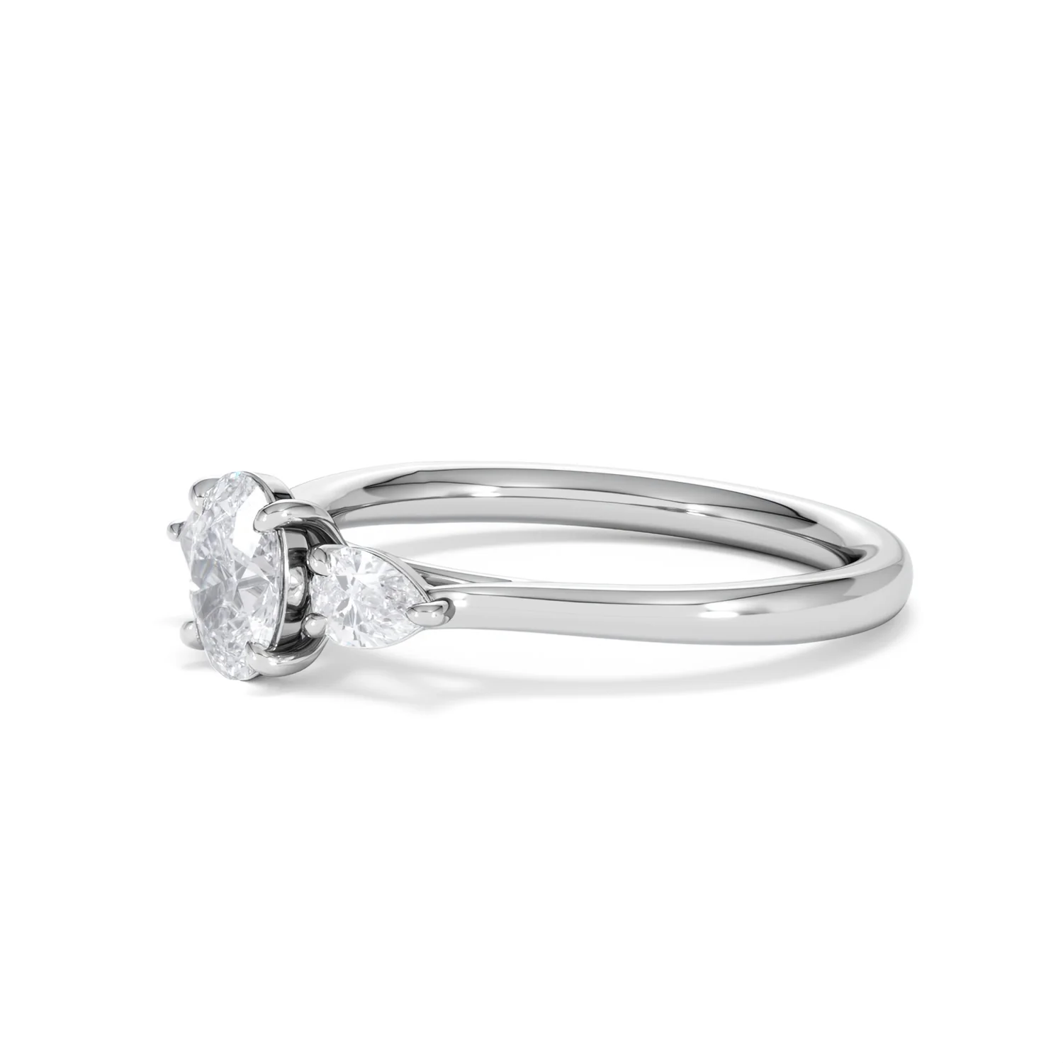 Evoke 3 Stone Oval Cut Lab Diamond Ring 0.50ct in 9K White Gold - Image 75