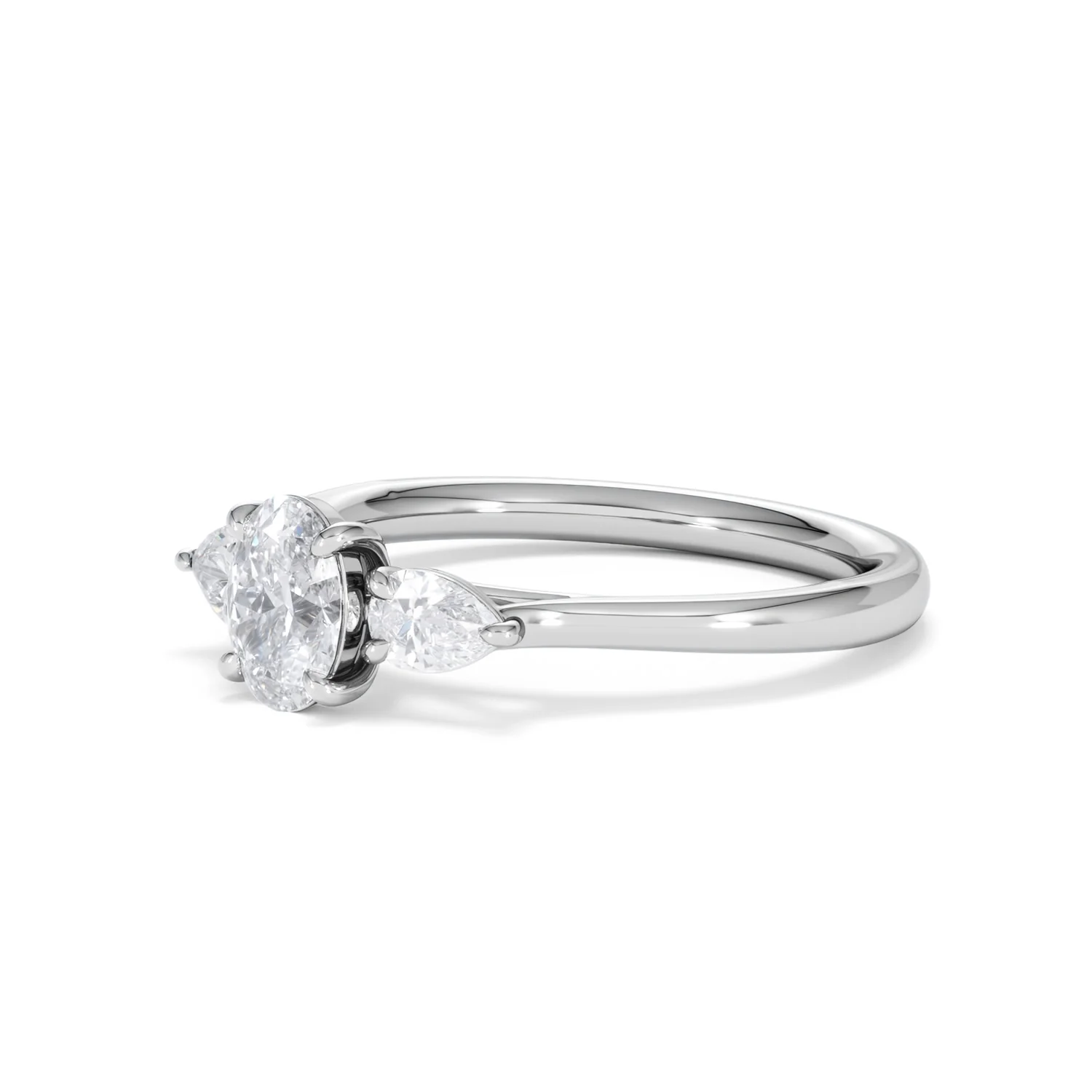 Evoke 3 Stone Oval Cut Lab Diamond Ring 0.50ct in 9K White Gold - Image 77