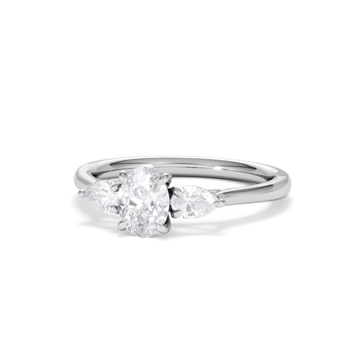 Evoke 3 Stone Oval Cut Lab Diamond Ring 0.50ct in 9K White Gold - Image 83