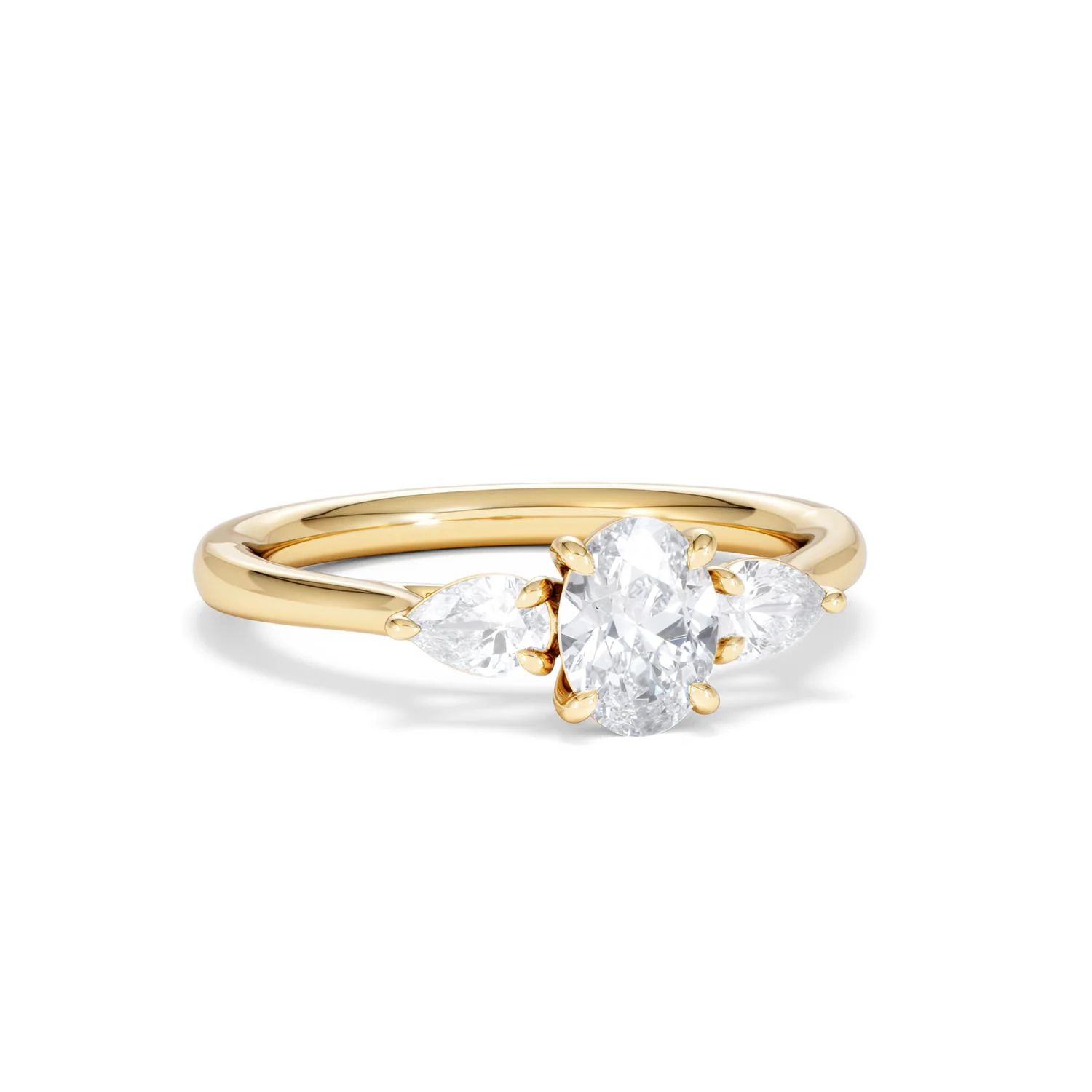 Evoke 3 Stone Oval Cut Lab Diamond Ring 0.50ct in 9K Yellow Gold - Image 11