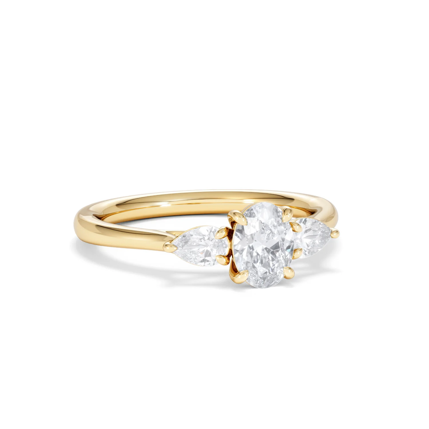 Evoke 3 Stone Oval Cut Lab Diamond Ring 0.50ct in 9K Yellow Gold - Image 12