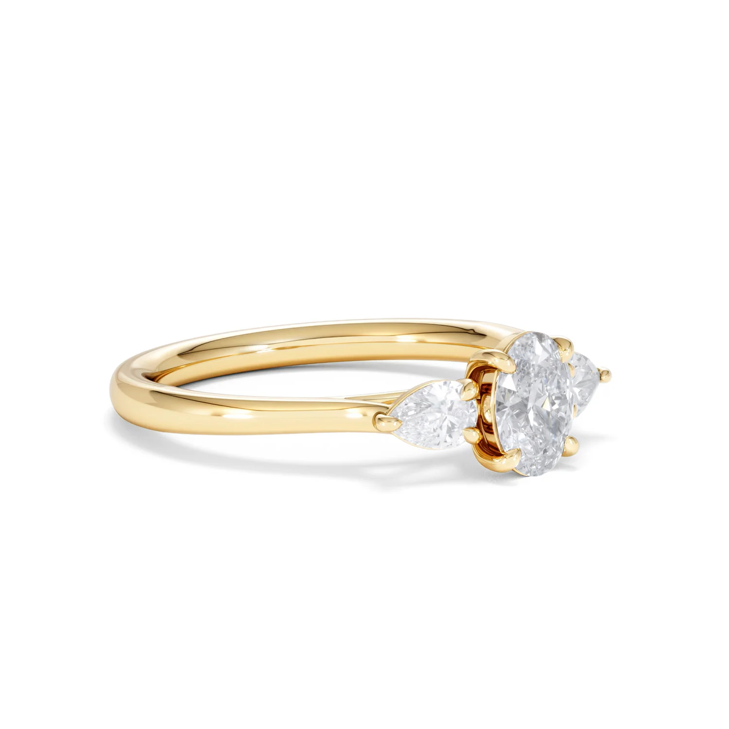 Evoke 3 Stone Oval Cut Lab Diamond Ring 0.50ct in 9K Yellow Gold - Image 17