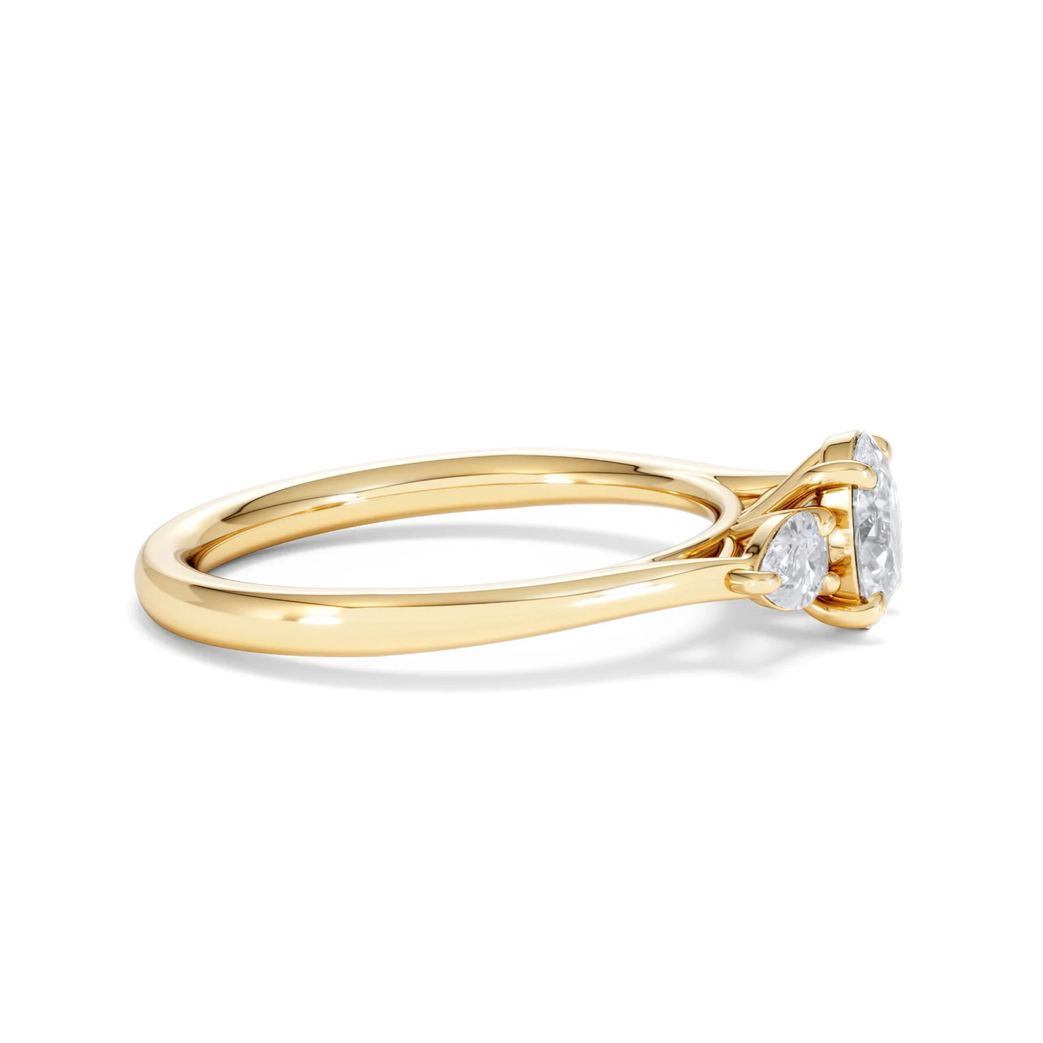 Evoke 3 Stone Oval Cut Lab Diamond Ring 0.50ct in 9K Yellow Gold - Image 25