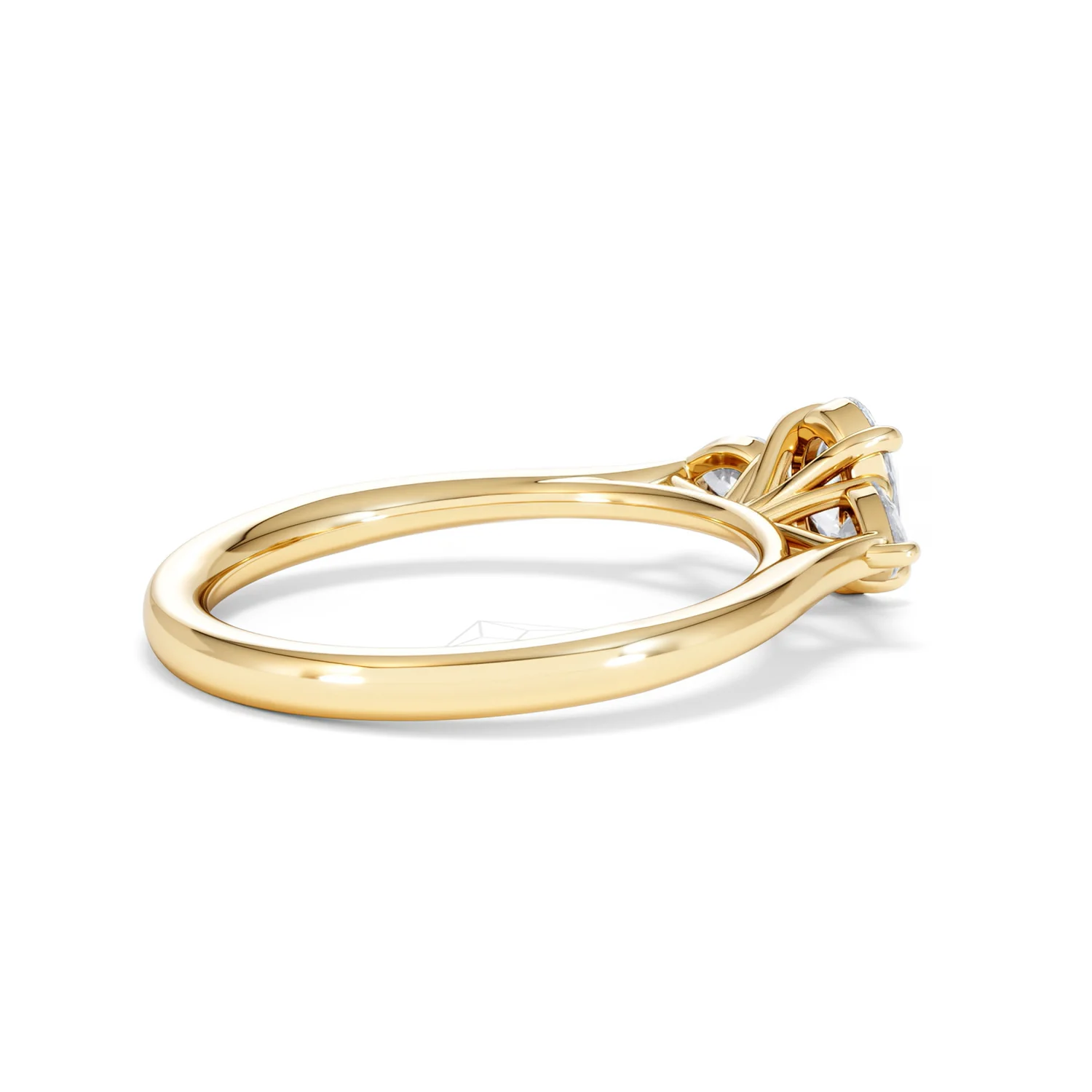 Evoke 3 Stone Oval Cut Lab Diamond Ring 0.50ct in 9K Yellow Gold - Image 34