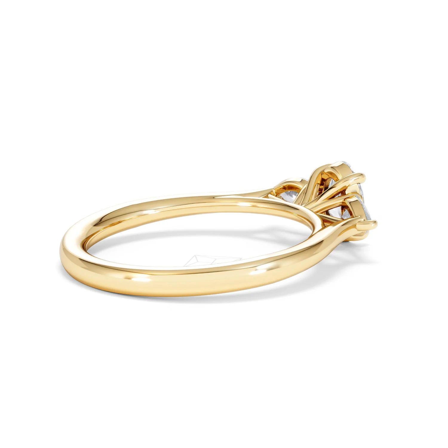 Evoke 3 Stone Oval Cut Lab Diamond Ring 0.50ct in 9K Yellow Gold - Image 35