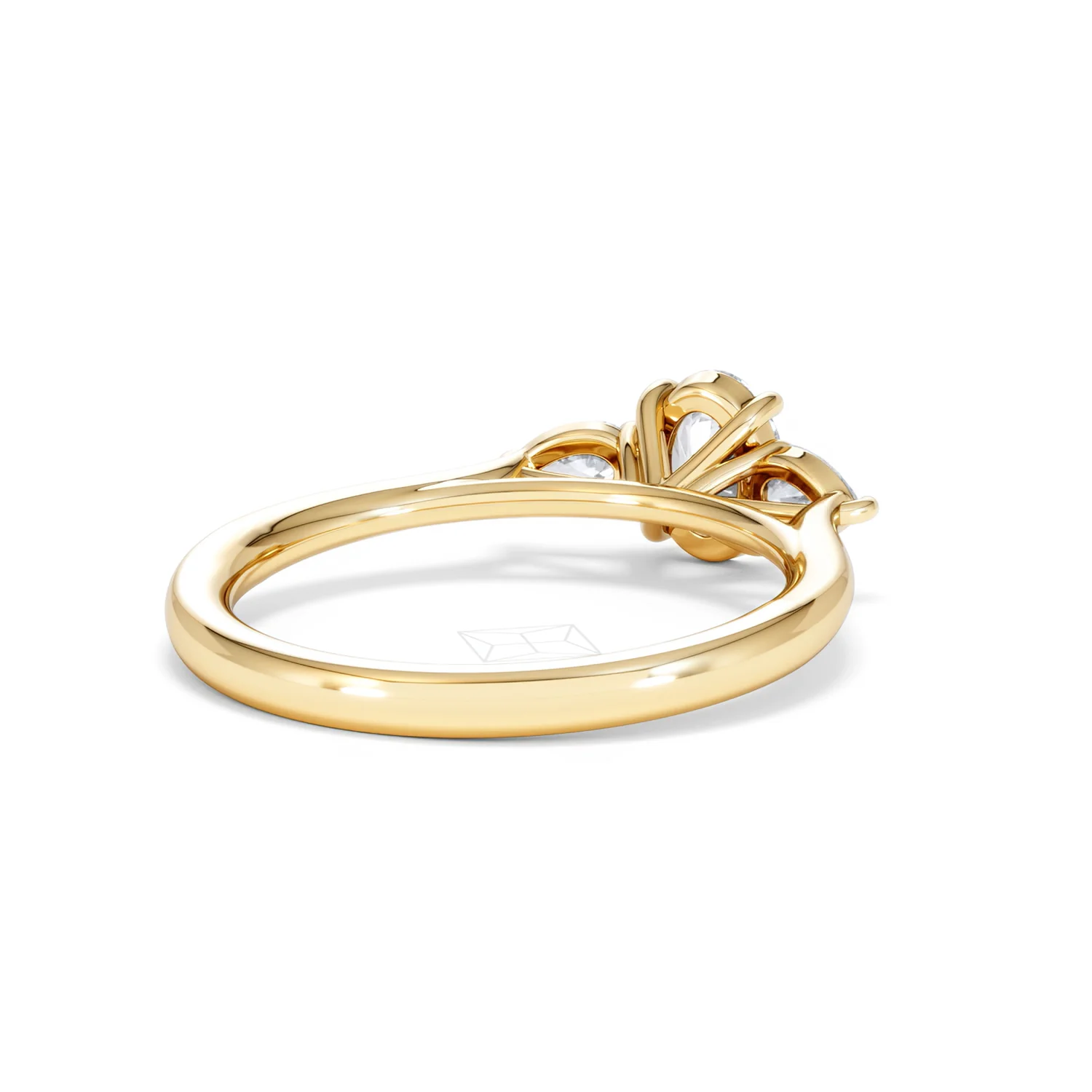 Evoke 3 Stone Oval Cut Lab Diamond Ring 0.50ct in 9K Yellow Gold - Image 41