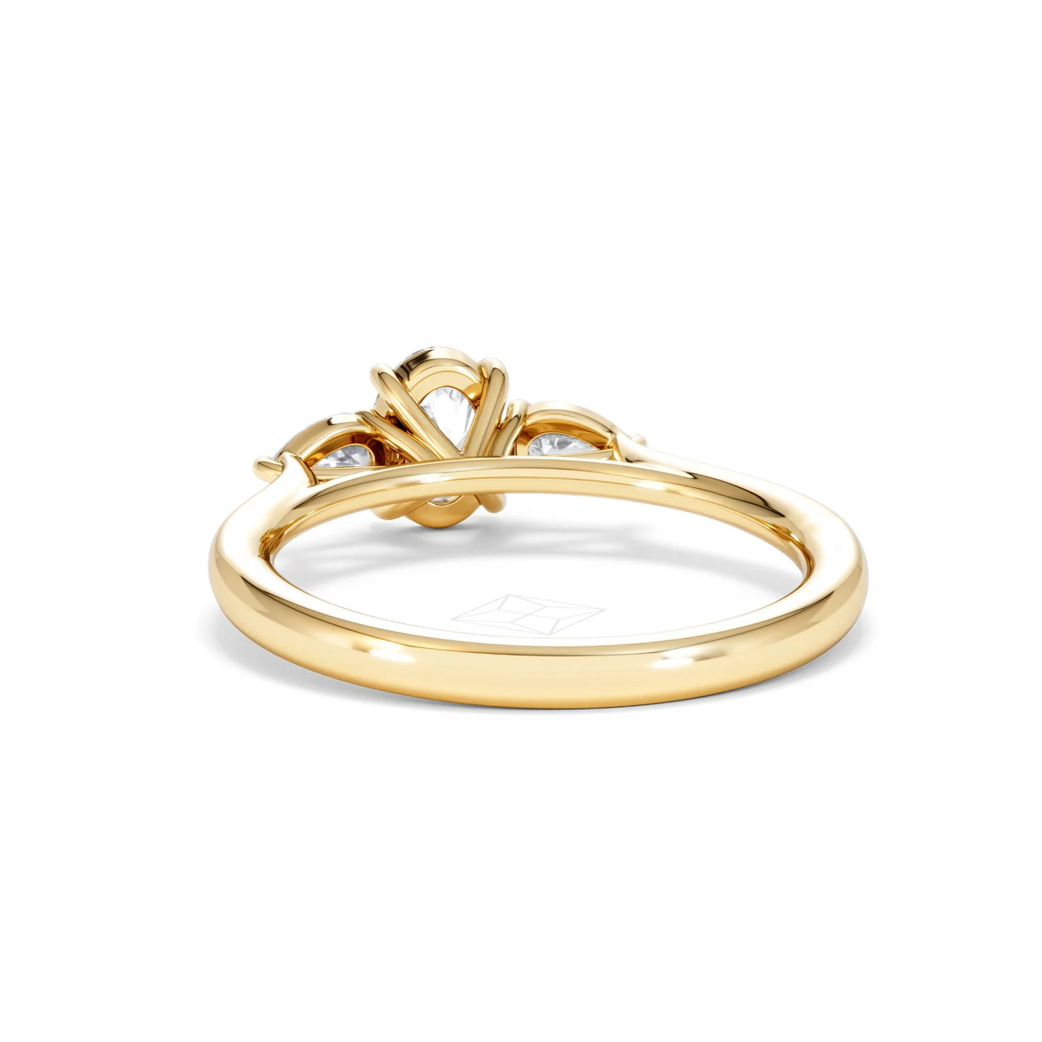 Evoke 3 Stone Oval Cut Lab Diamond Ring 0.50ct in 9K Yellow Gold - Image 51