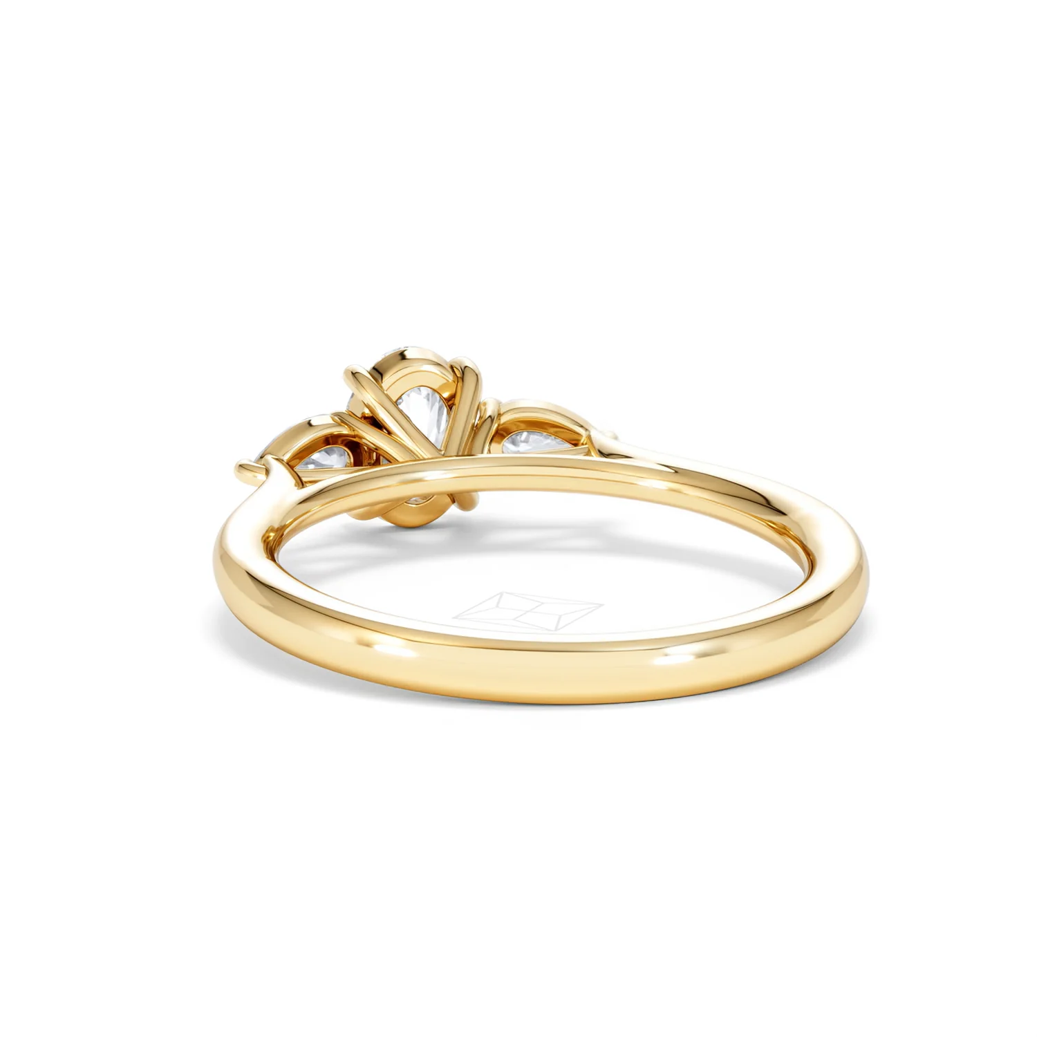 Evoke 3 Stone Oval Cut Lab Diamond Ring 0.50ct in 9K Yellow Gold - Image 52