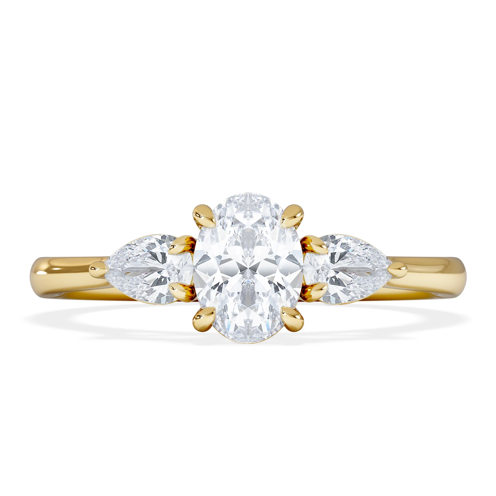 Evoke 3 Stone Oval Cut Lab Diamond Ring 0.50ct in 9K Yellow Gold - Image 6