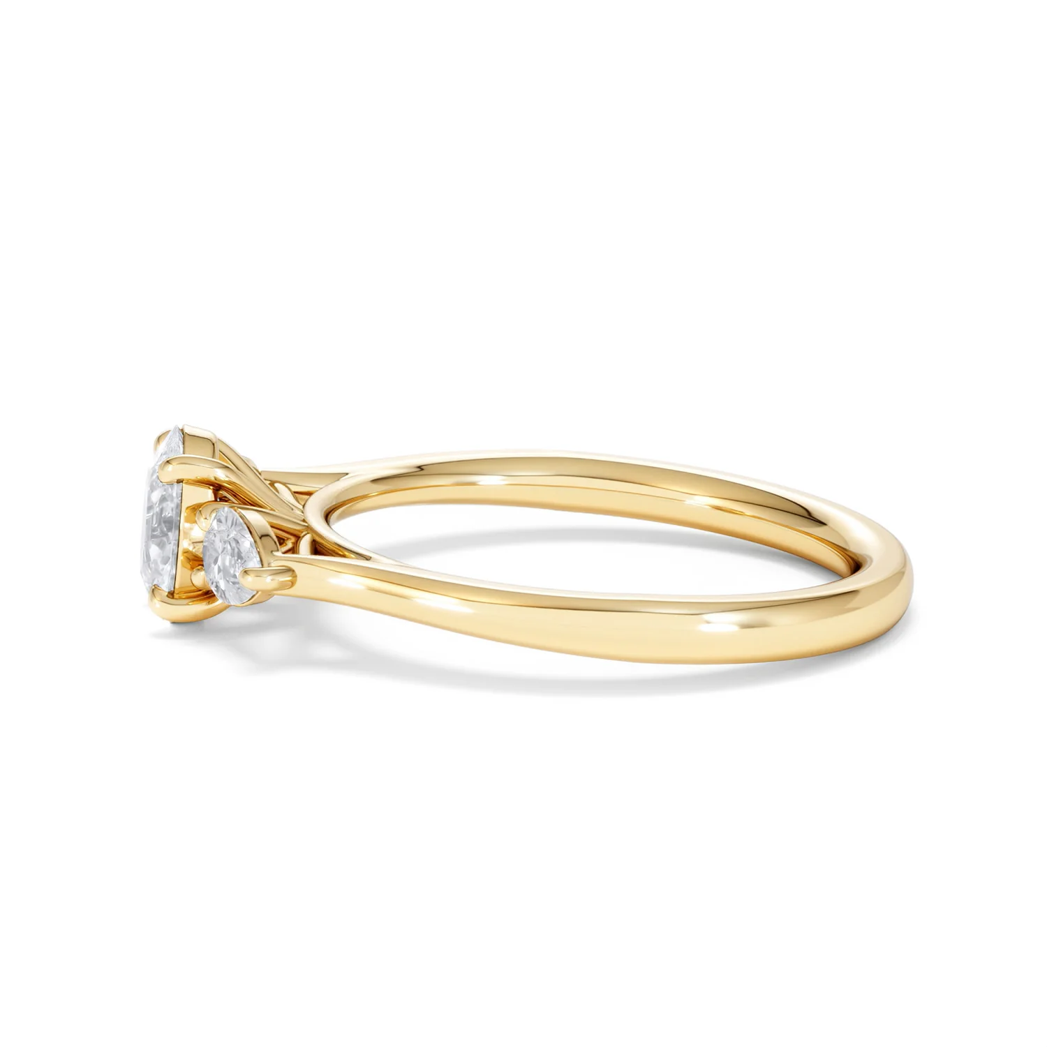 Evoke 3 Stone Oval Cut Lab Diamond Ring 0.50ct in 9K Yellow Gold - Image 69